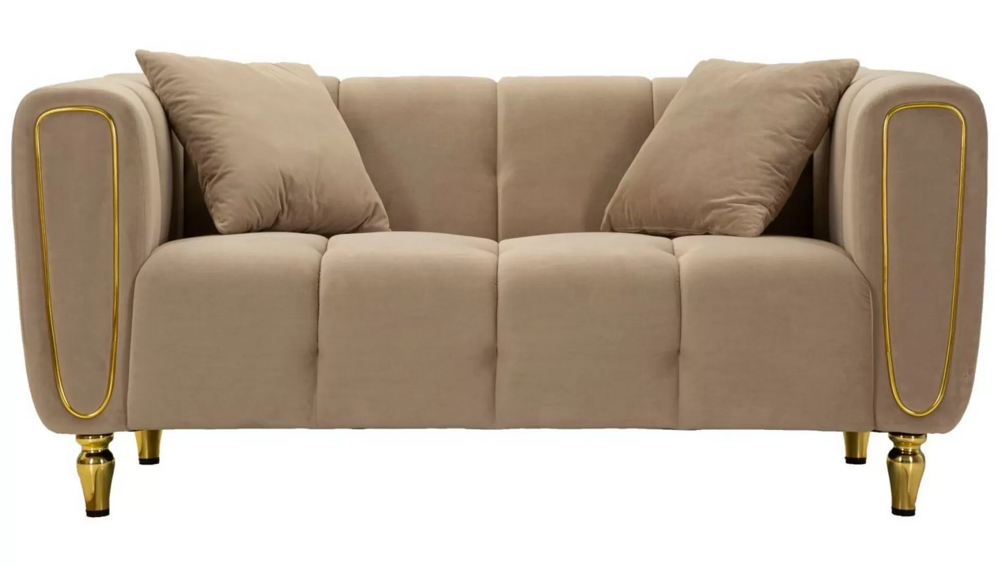Dmora Divani Fissi 2 Posti<Divano fisso 2 posti Gandolfo, 81x155 h71 cm, Grigio e Oro