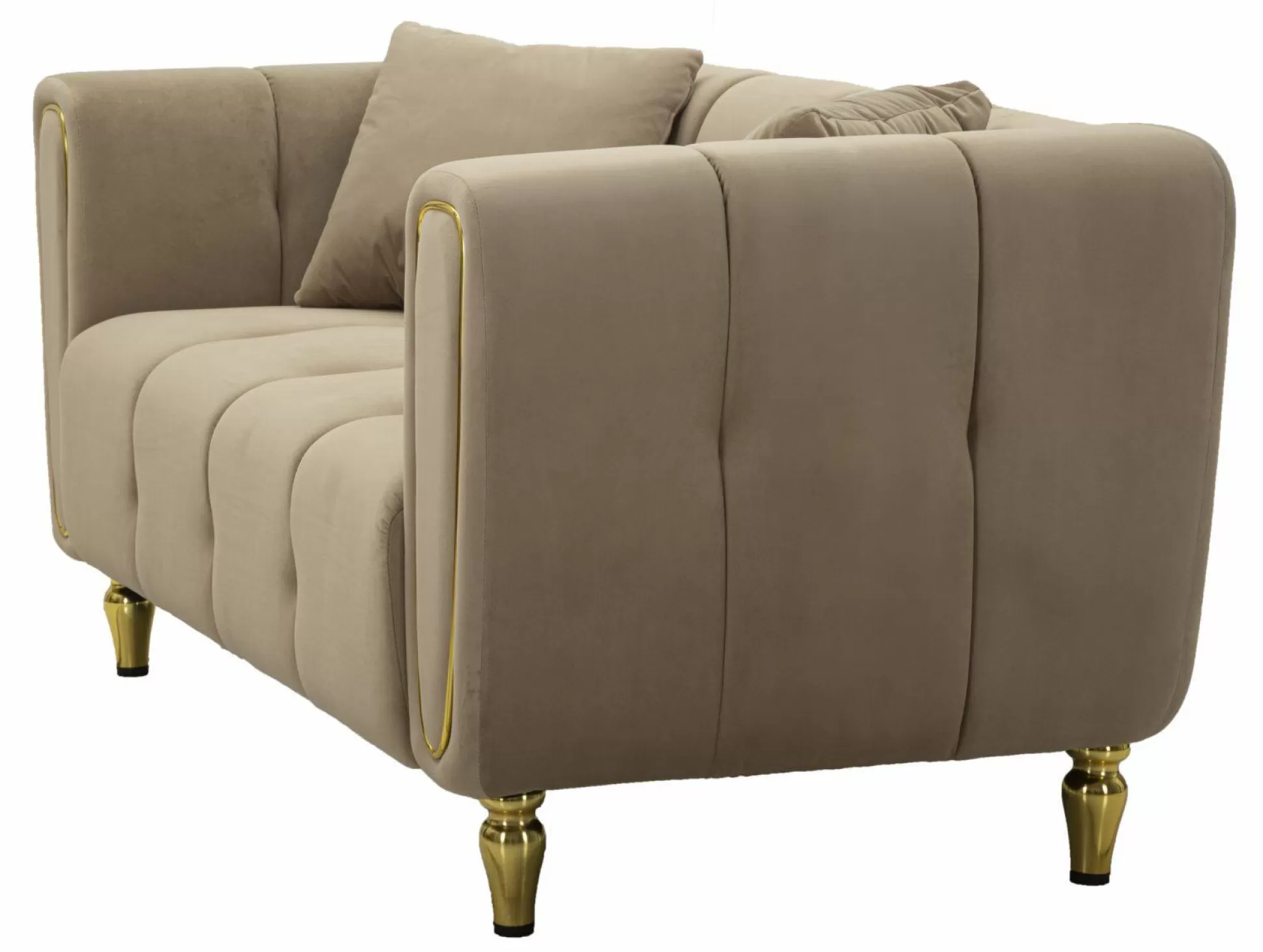 Dmora Divani Fissi 2 Posti<Divano fisso 2 posti Gandolfo, 81x155 h71 cm, Grigio e Oro
