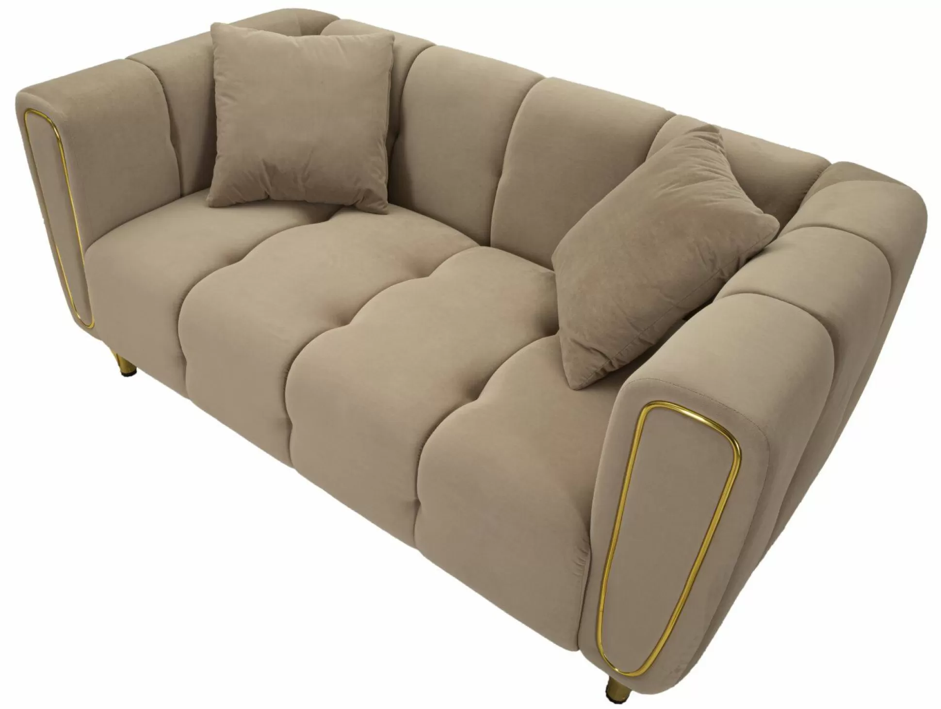 Dmora Divani Fissi 2 Posti<Divano fisso 2 posti Gandolfo, 81x155 h71 cm, Grigio e Oro