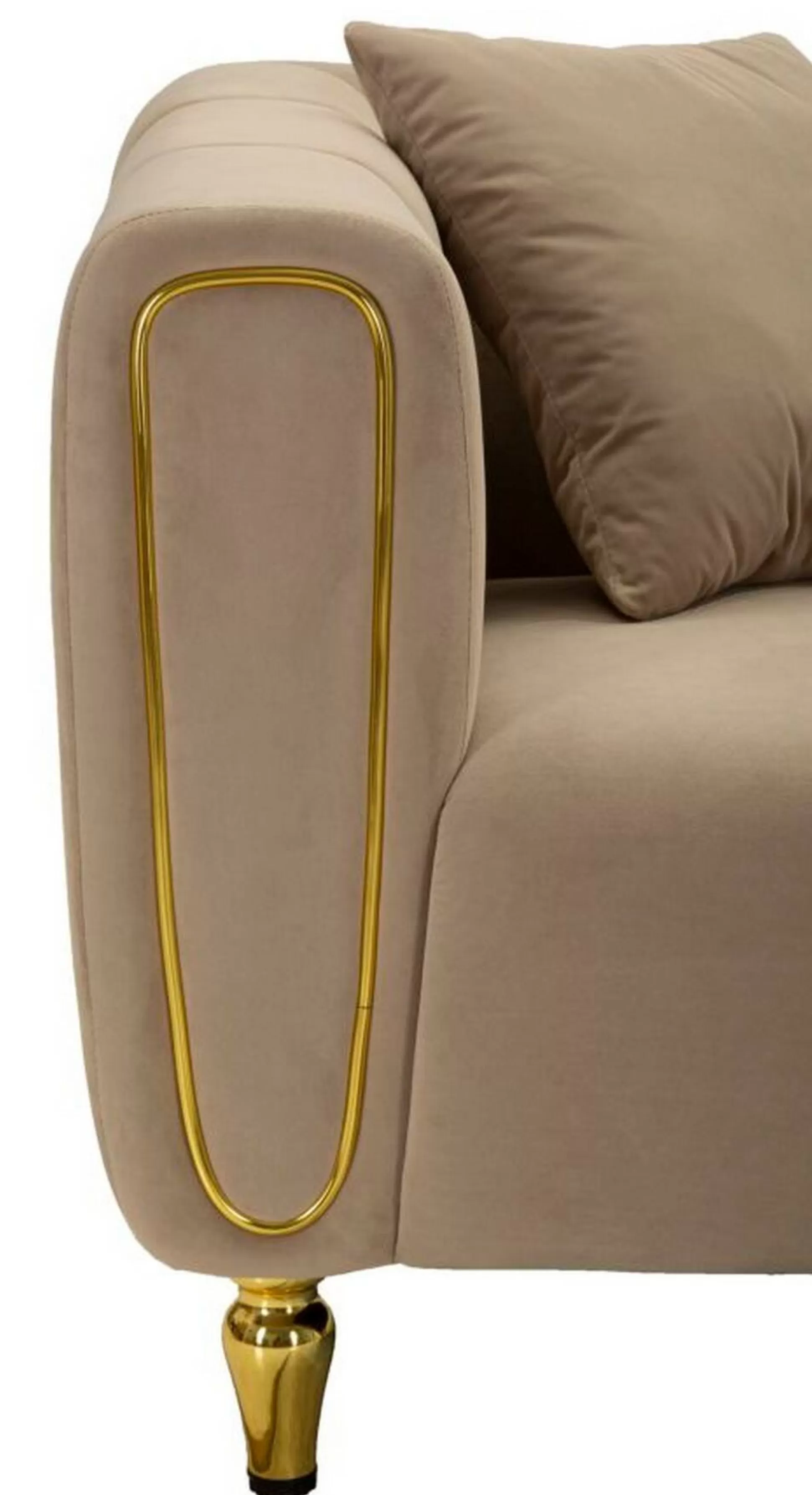 Dmora Divani Fissi 2 Posti<Divano fisso 2 posti Gandolfo, 81x155 h71 cm, Grigio e Oro