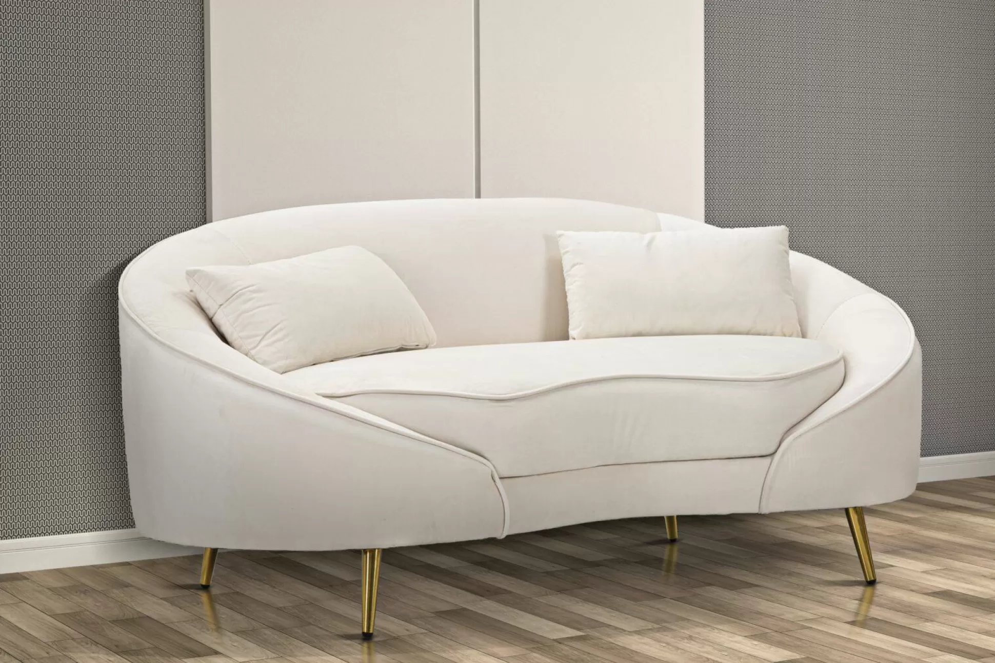 Dmora Divani Fissi 2 Posti<Divano fisso 2 posti Gupta, 148x84 h68 cm, Crema e Oro