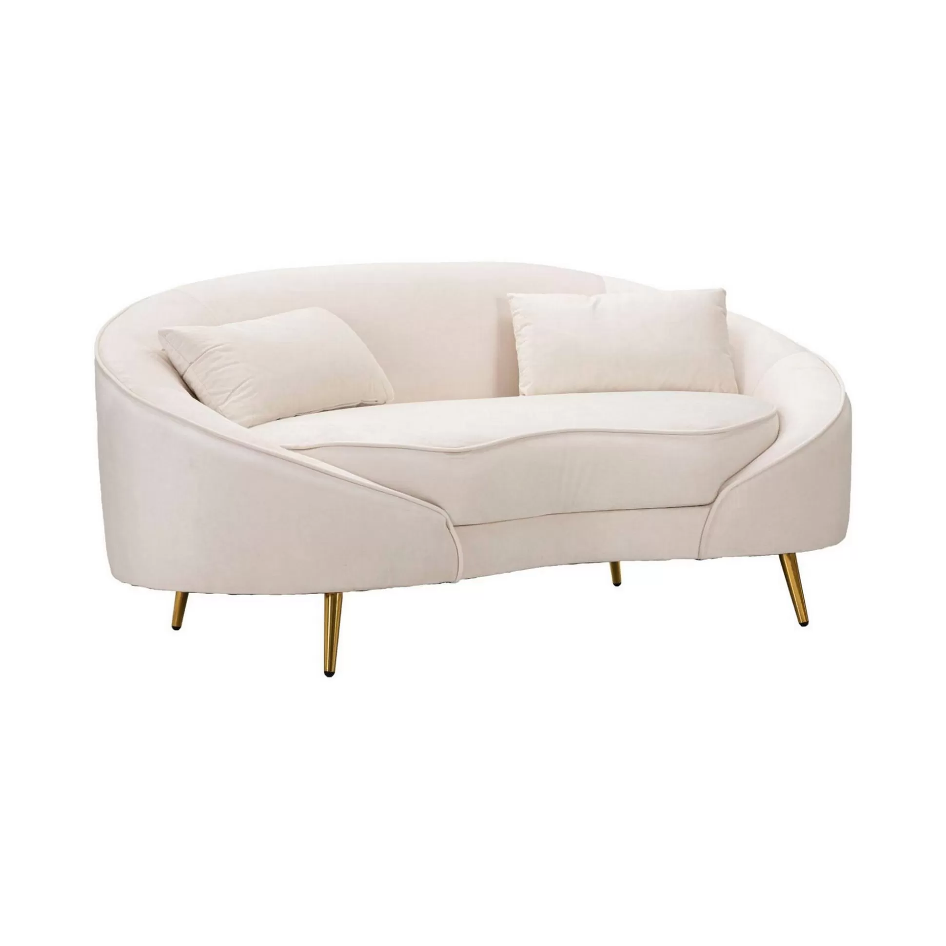 Dmora Divani Fissi 2 Posti<Divano fisso 2 posti Gupta, 148x84 h68 cm, Crema e Oro