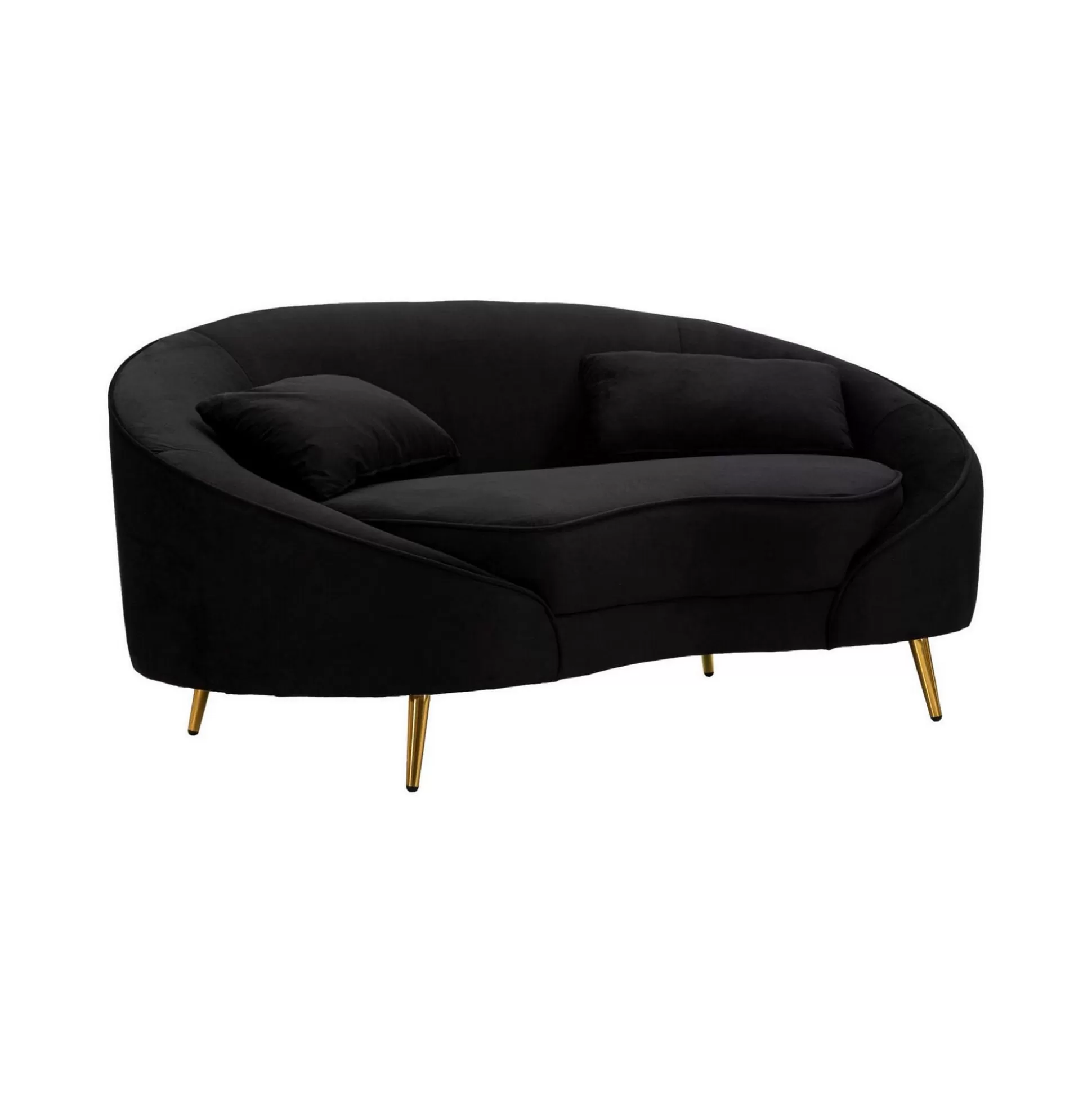 Dmora Divani Fissi 2 Posti<Divano fisso 2 posti Gupta, 148x84 h68 cm, Nero e Oro