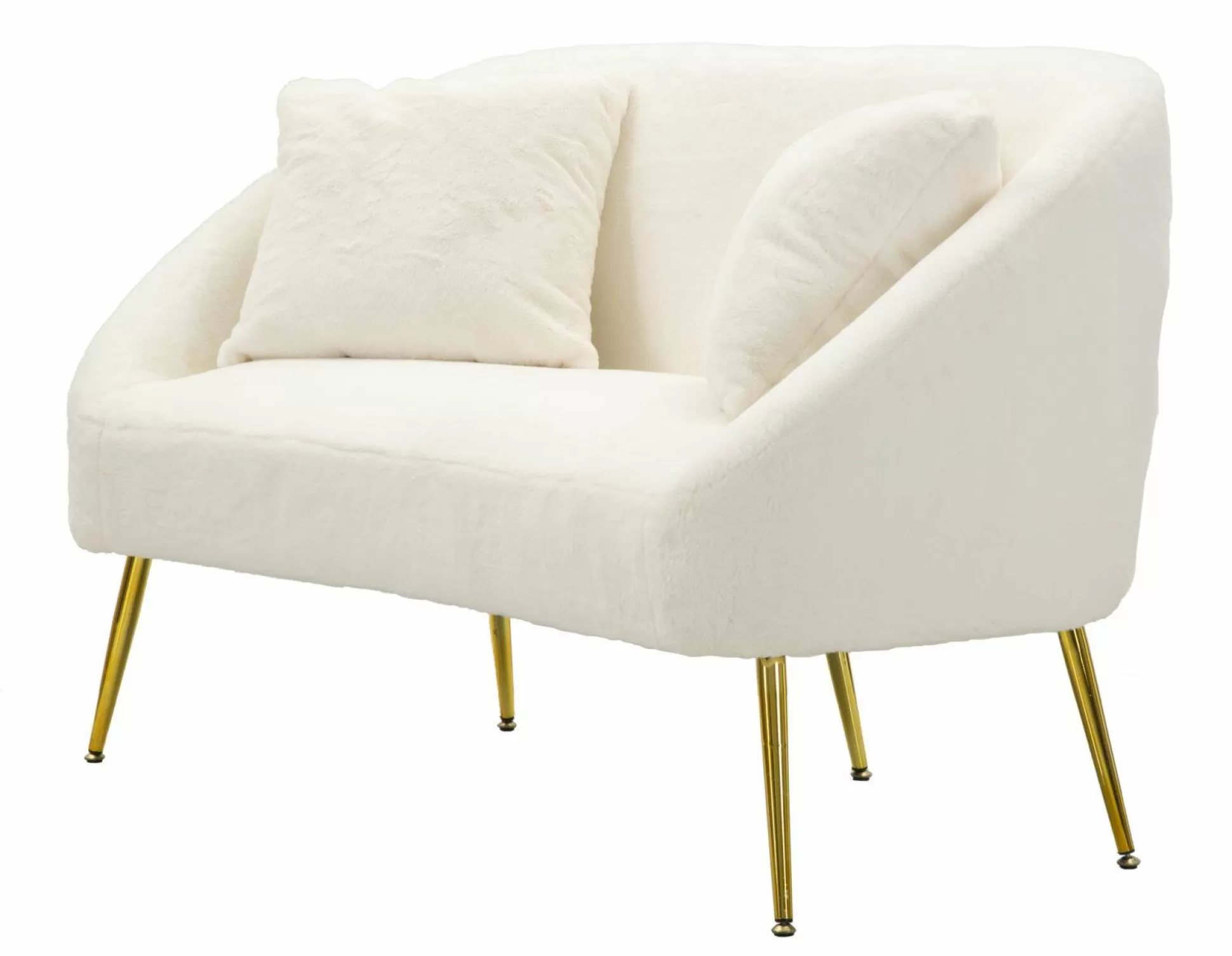 Dmora Divani Fissi 2 Posti<Divano fisso 2 posti Pittari, 137x69 h79 cm, Bianco e Oro