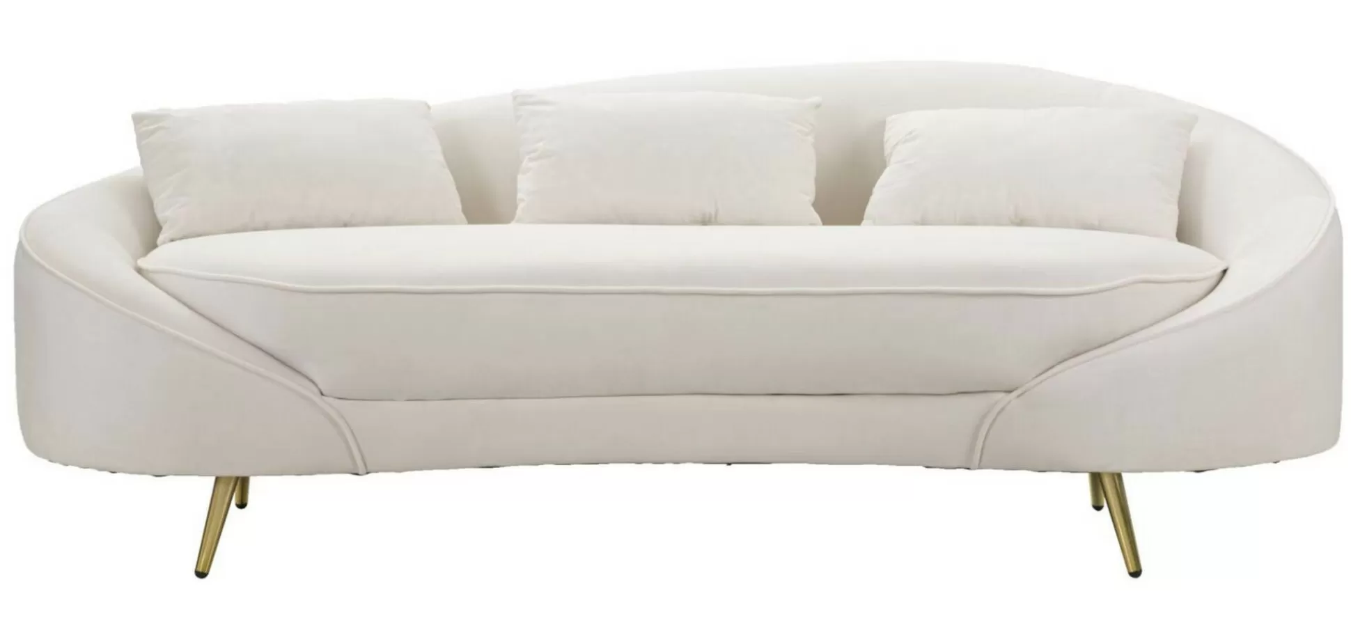 Dmora Divani Fissi 3 Posti<Divano fisso 3 posti Verte, 185x84 h68 cm, Crema e Oro