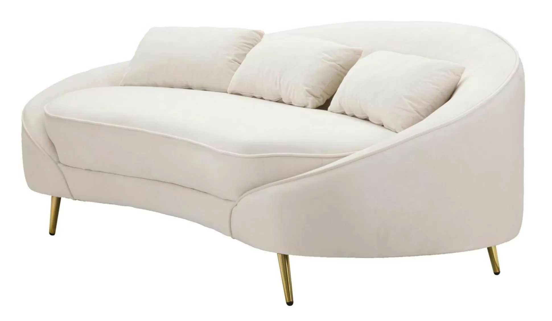 Dmora Divani Fissi 3 Posti<Divano fisso 3 posti Verte, 185x84 h68 cm, Crema e Oro
