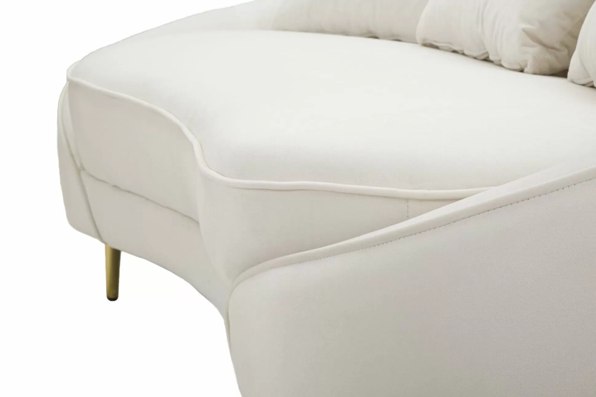 Dmora Divani Fissi 3 Posti<Divano fisso 3 posti Verte, 185x84 h68 cm, Crema e Oro