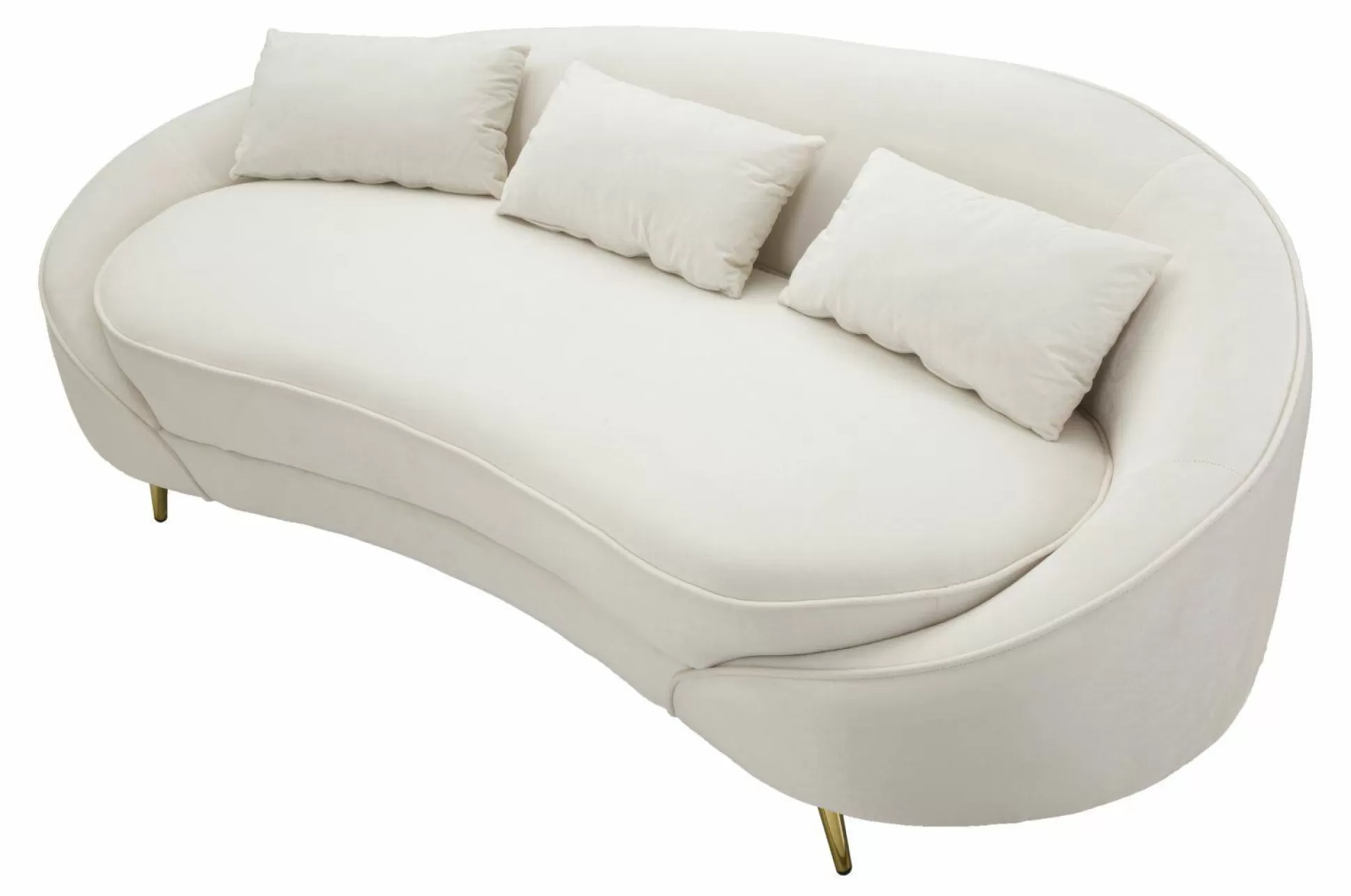 Dmora Divani Fissi 3 Posti<Divano fisso 3 posti Verte, 185x84 h68 cm, Crema e Oro