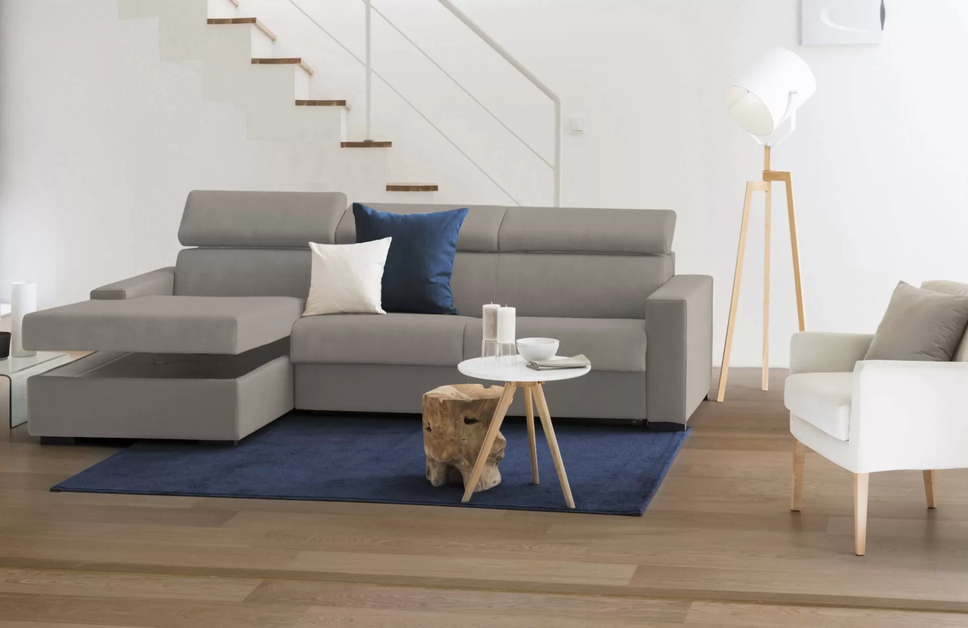 Dmora Divani Fissi Con Penisola<Divano fisso con penisola Akela, Cm 280x95h85,