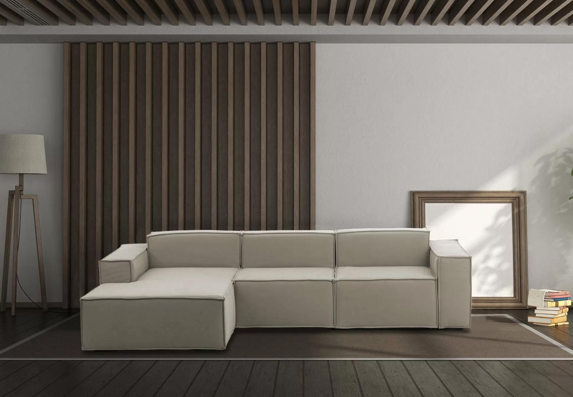 Dmora Divani Fissi Con Penisola<Divano fisso con penisola Alganibra, Cm 300x170h70,