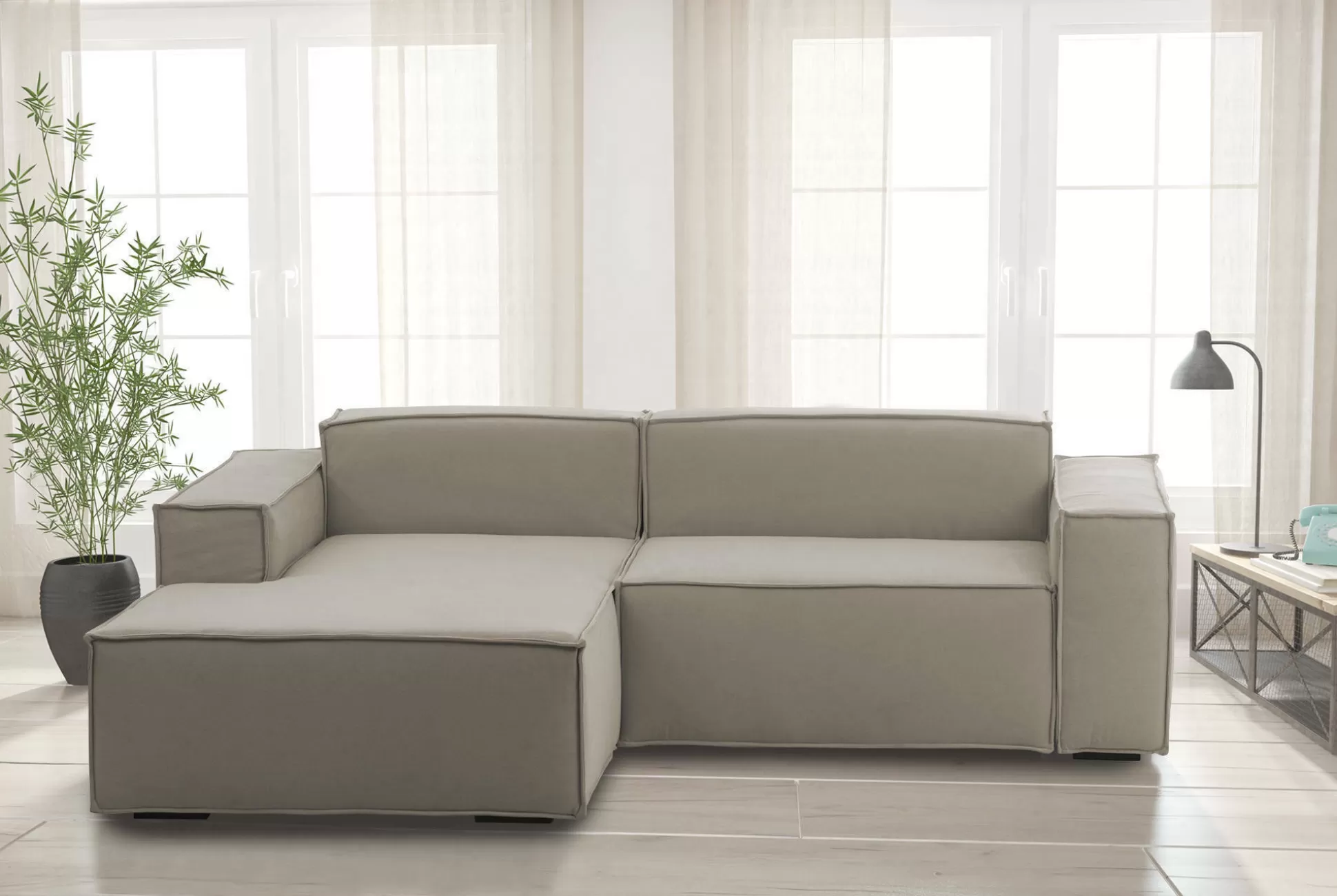 Dmora Divani Fissi Con Penisola<Divano fisso con penisola Alhoa, Cm 220x170h70,