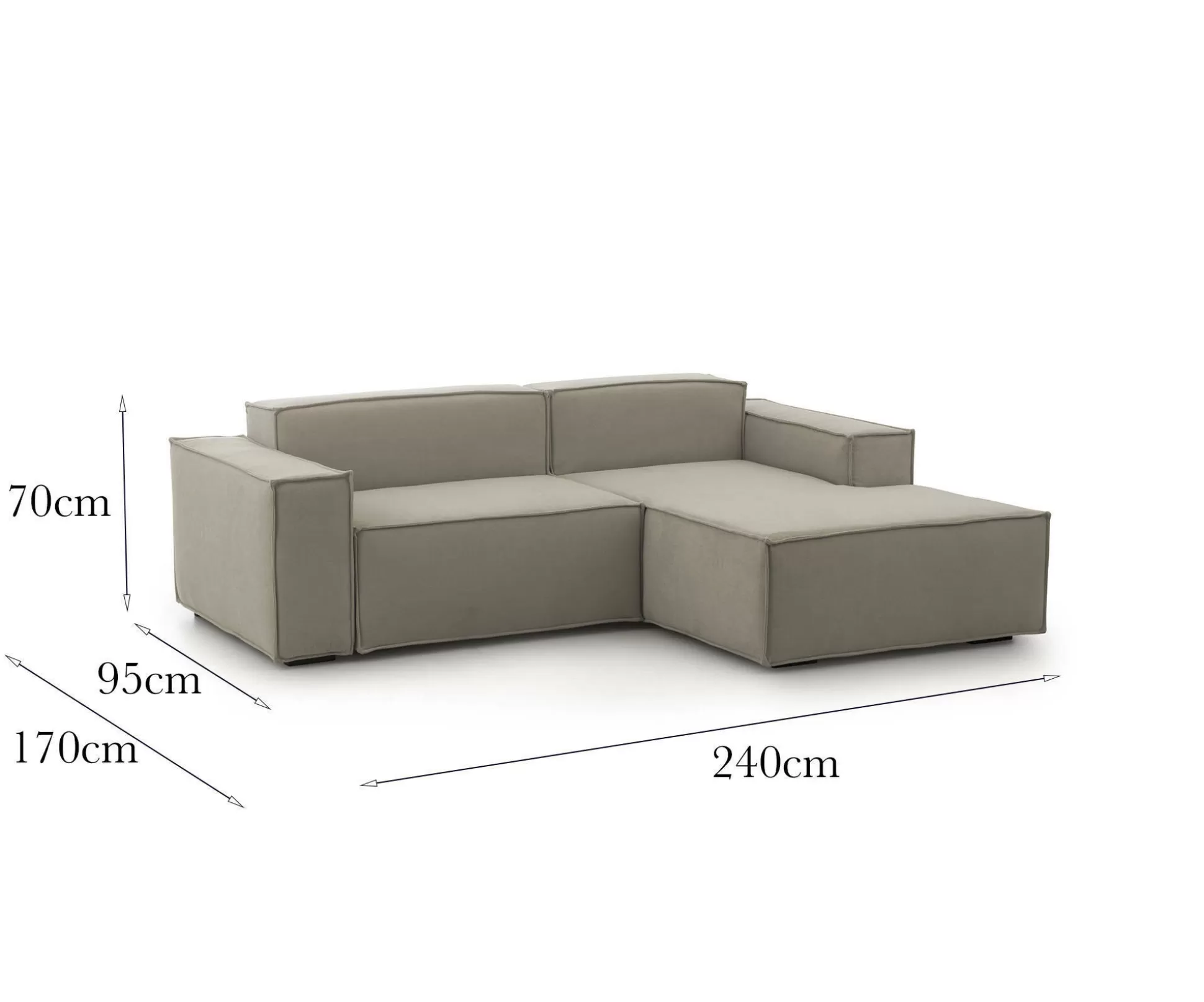 Dmora Divani Fissi Con Penisola<Divano fisso con penisola Ameli, Cm 240x170h70,