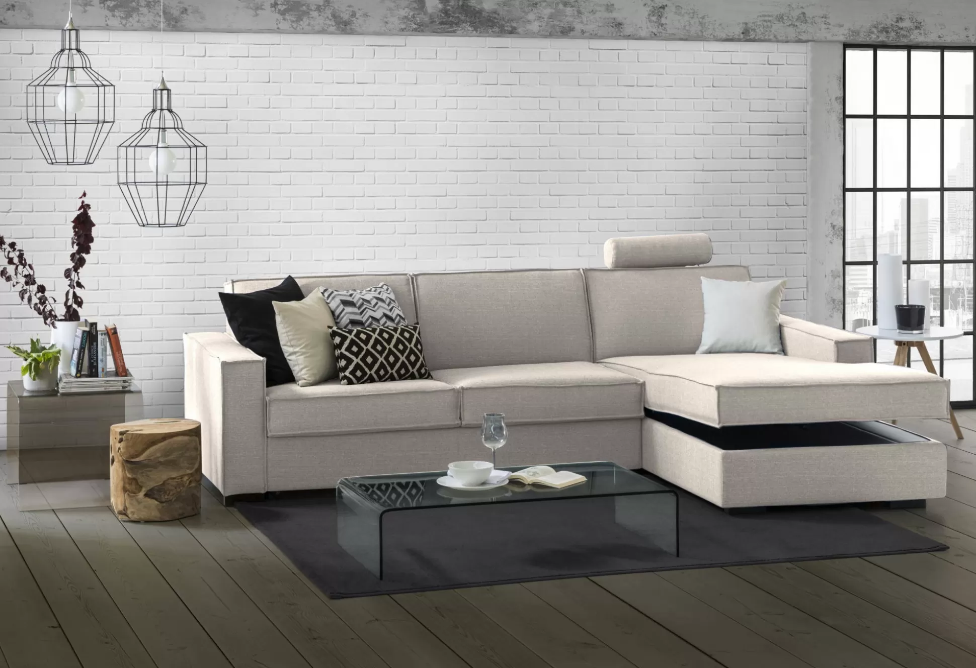 Dmora Divani Fissi Con Penisola<Divano fisso con penisola Ametrino, Cm 280x95h90,