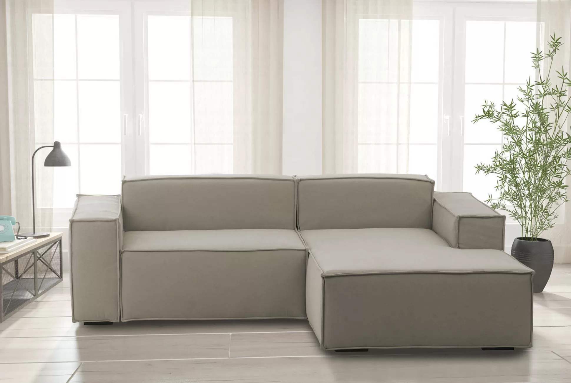 Dmora Divani Fissi Con Penisola<Divano fisso con penisola Amuleto, Cm 220x170h70,