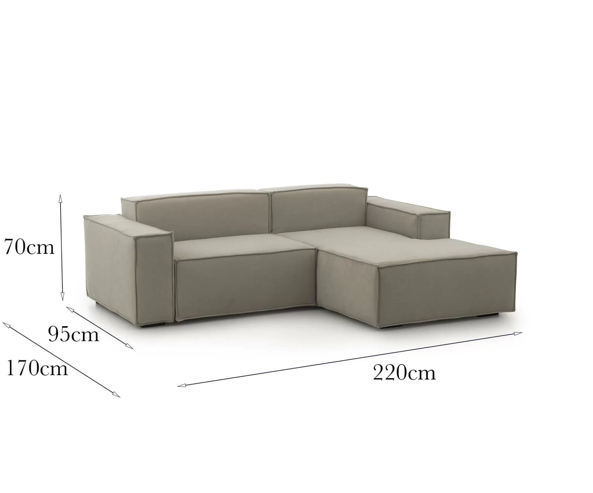 Dmora Divani Fissi Con Penisola<Divano fisso con penisola Amuleto, Cm 220x170h70,