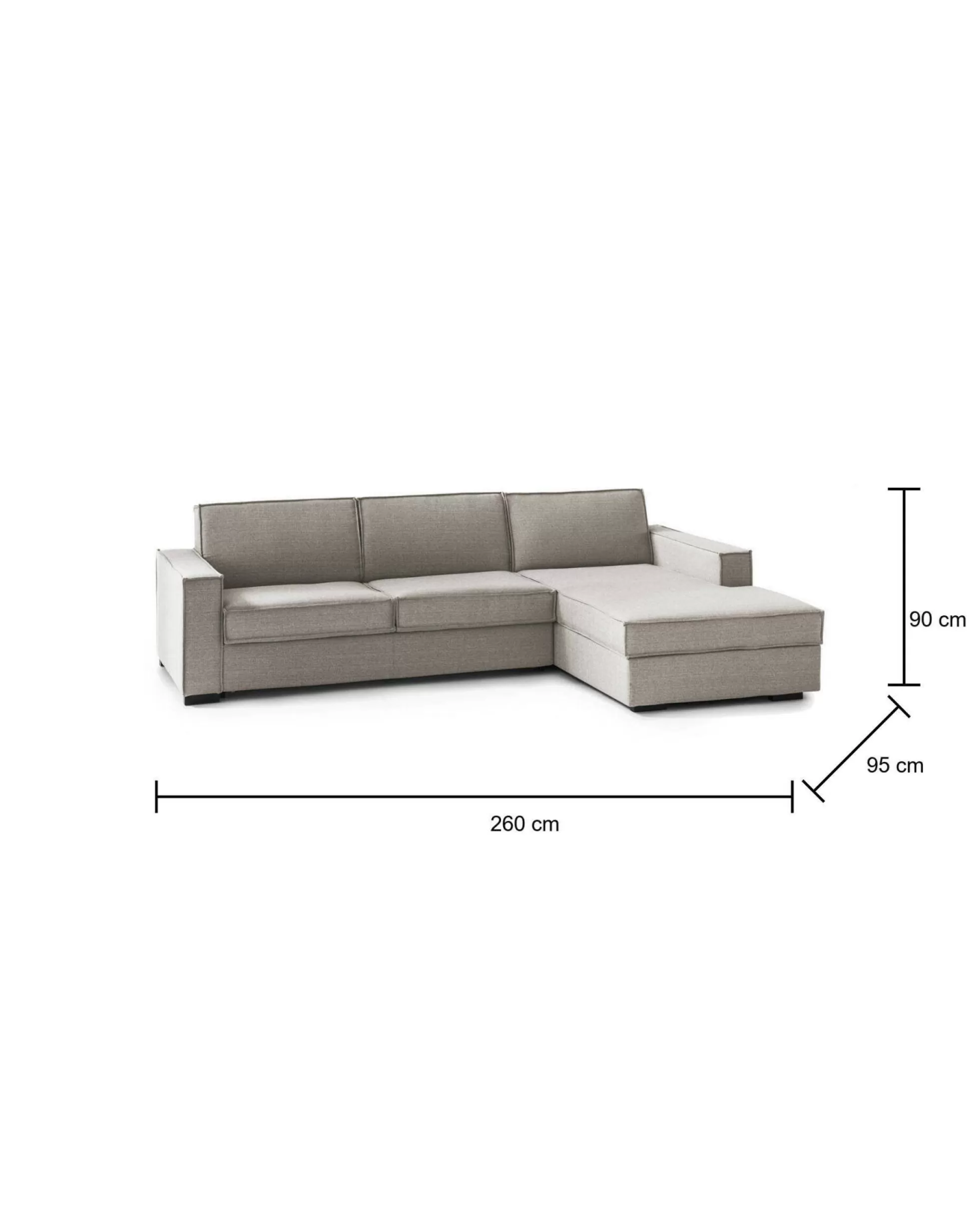 Dmora Divani Fissi Con Penisola<Divano fisso con penisola Assobasso, Cm 260x95h90,