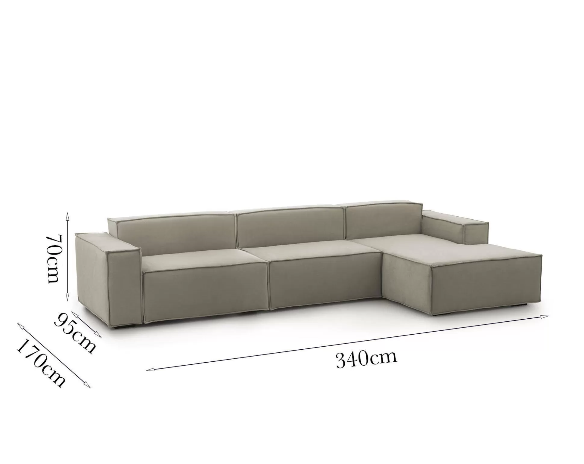 Dmora Divani Fissi Con Penisola<Divano fisso con penisola Asvaldo, Cm 340x170h70,