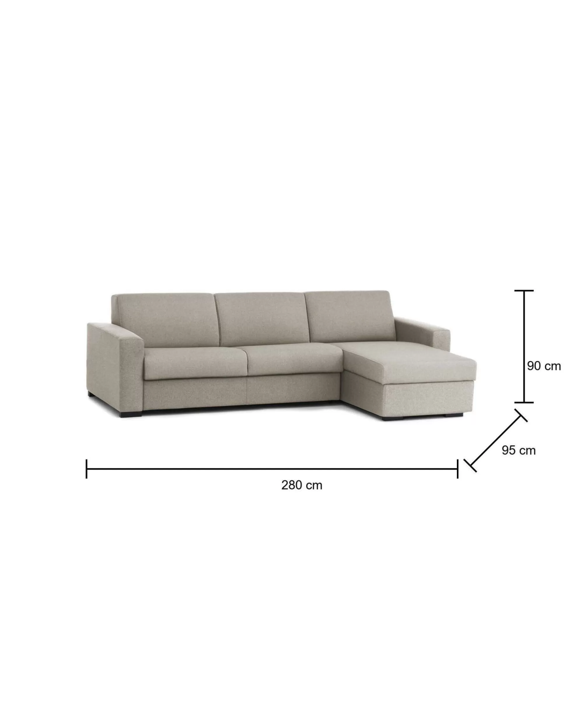 Dmora Divani Fissi Con Penisola<Divano fisso con penisola Atos, Cm 280x95h90,