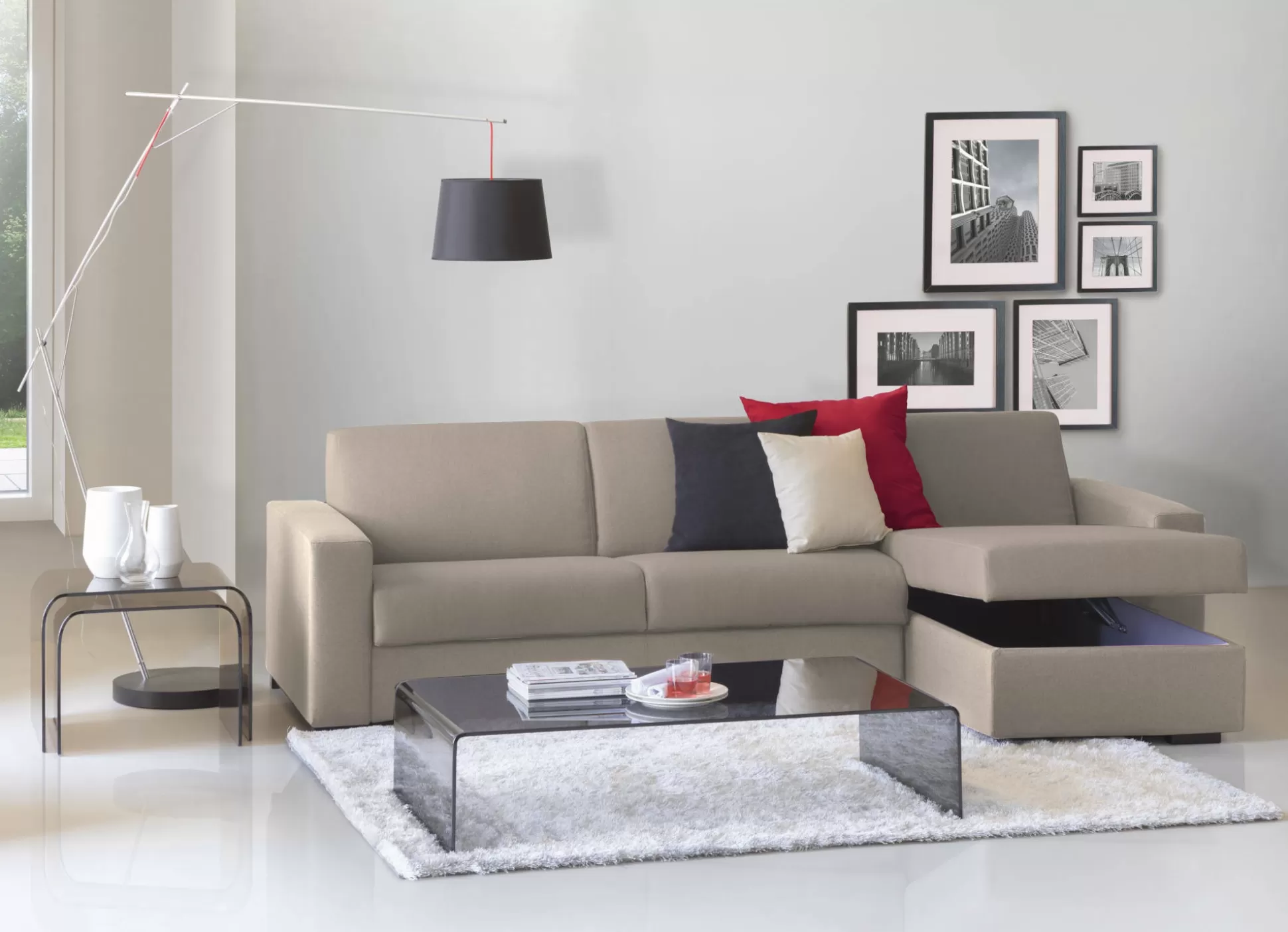 Dmora Divani Fissi Con Penisola<Divano fisso con penisola Atos, Cm 280x95h90,
