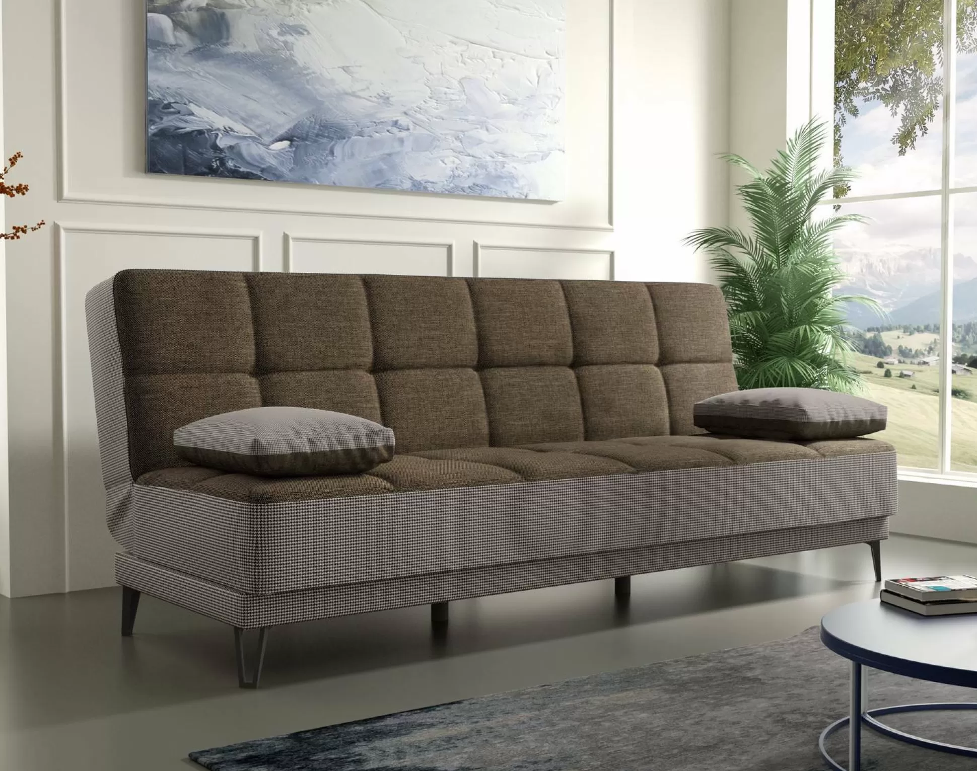 Dmora Divani Letto 3 Posti<Divano letto 3 posti Aborigeni, 190x87h97 cm, Grigio E Marrone