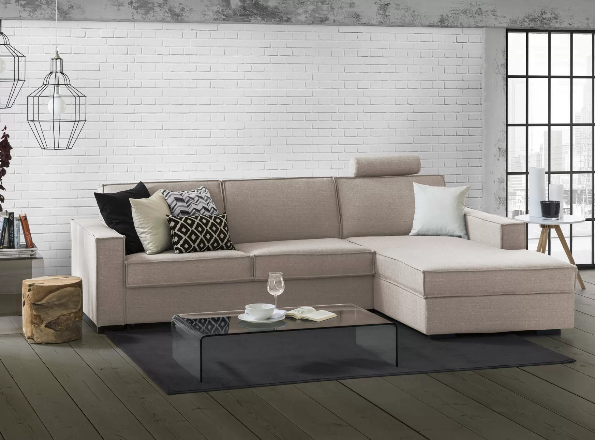 Dmora Divani Letto Con Penisola<Divano letto con penisola Achico, Cm 280x95h90,