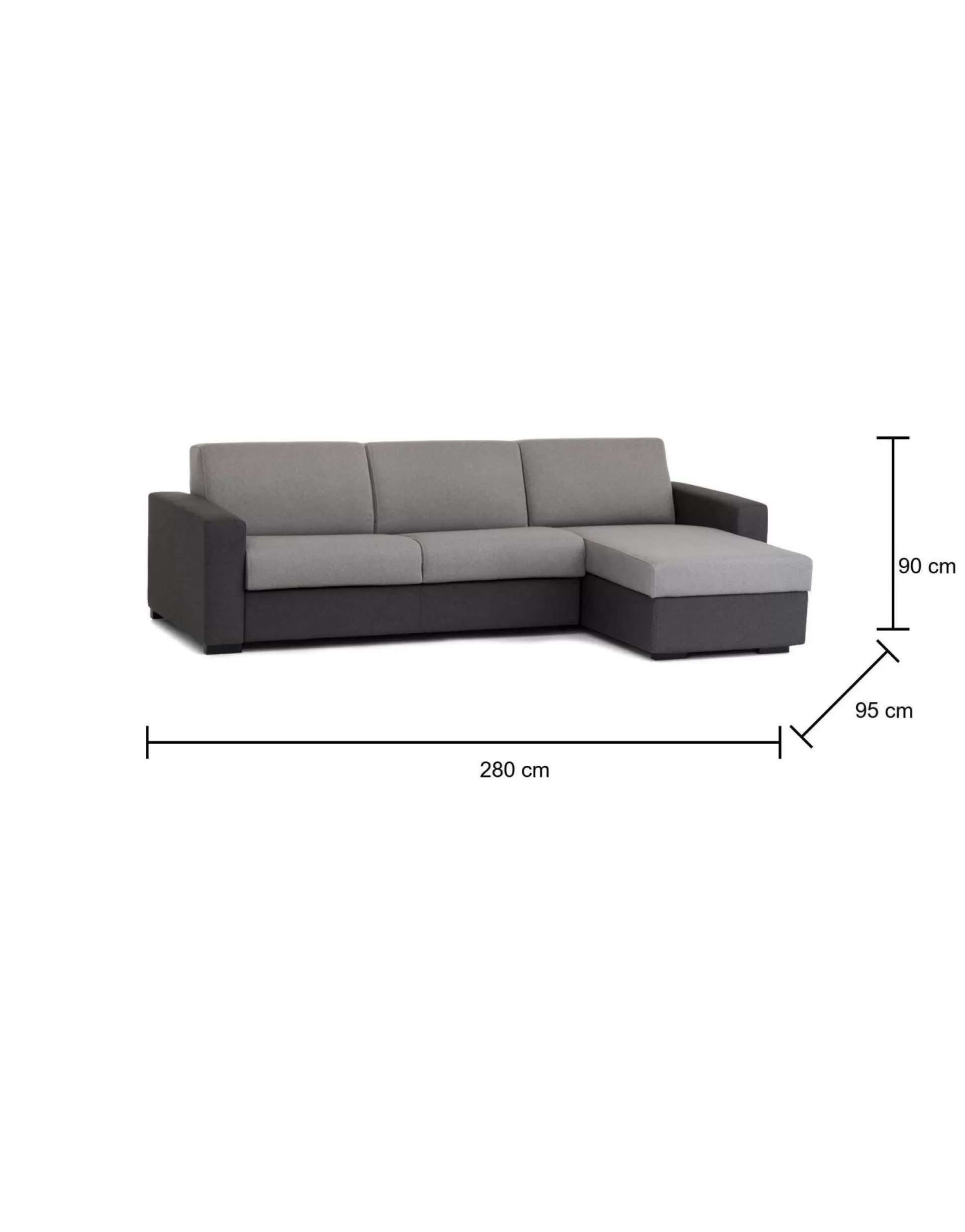 Dmora Divani Letto Con Penisola<Divano letto con penisola Aika, Cm 280x95h90, Grigio e Antracite