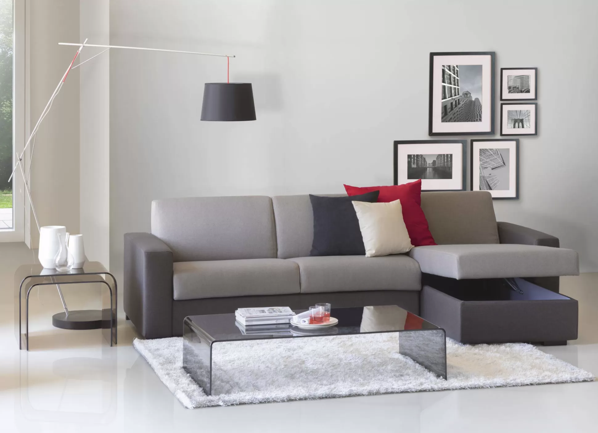 Dmora Divani Letto Con Penisola<Divano letto con penisola Aika, Cm 280x95h90, Grigio e Antracite