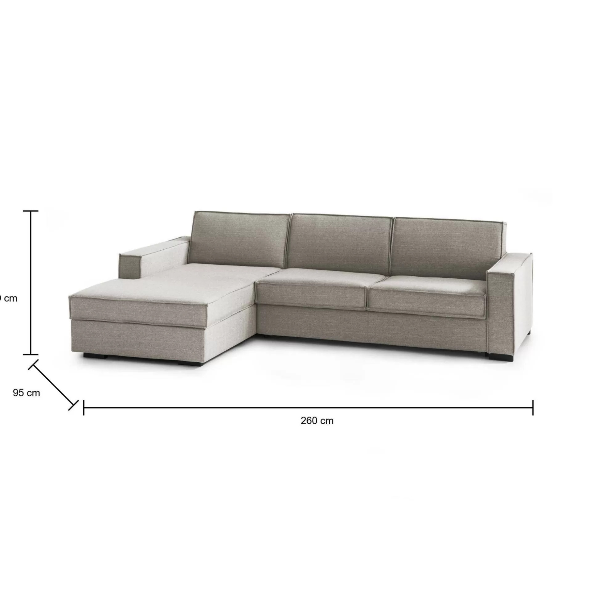 Dmora Divani Letto Con Penisola<Divano letto con penisola Albenga, Cm 260x95h90,