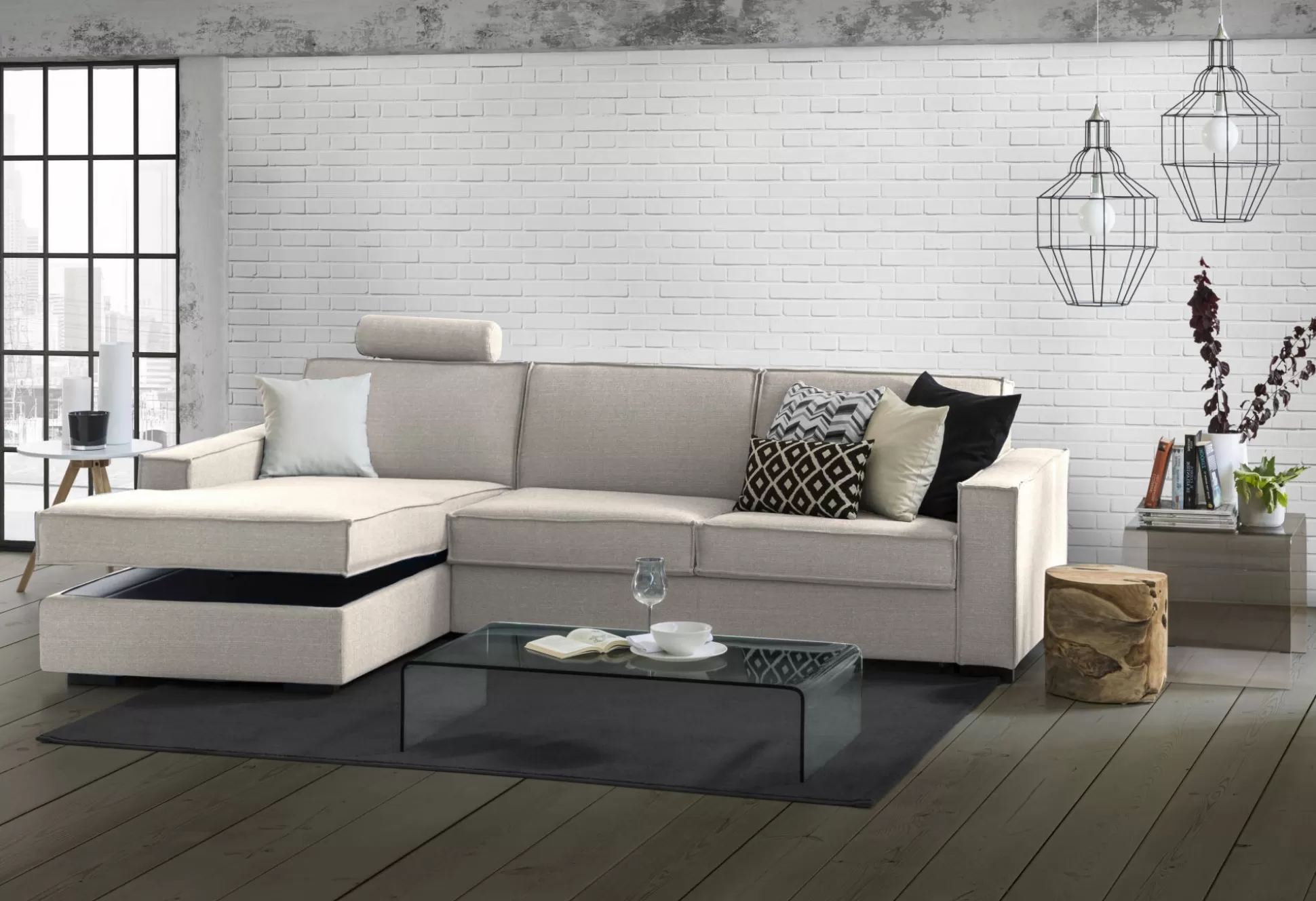 Dmora Divani Letto Con Penisola<Divano letto con penisola Albenga, Cm 260x95h90,