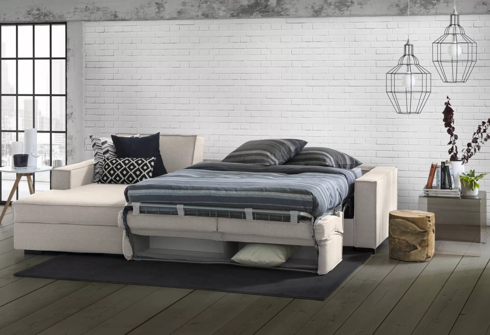Dmora Divani Letto Con Penisola<Divano letto con penisola Albenga, Cm 260x95h90,