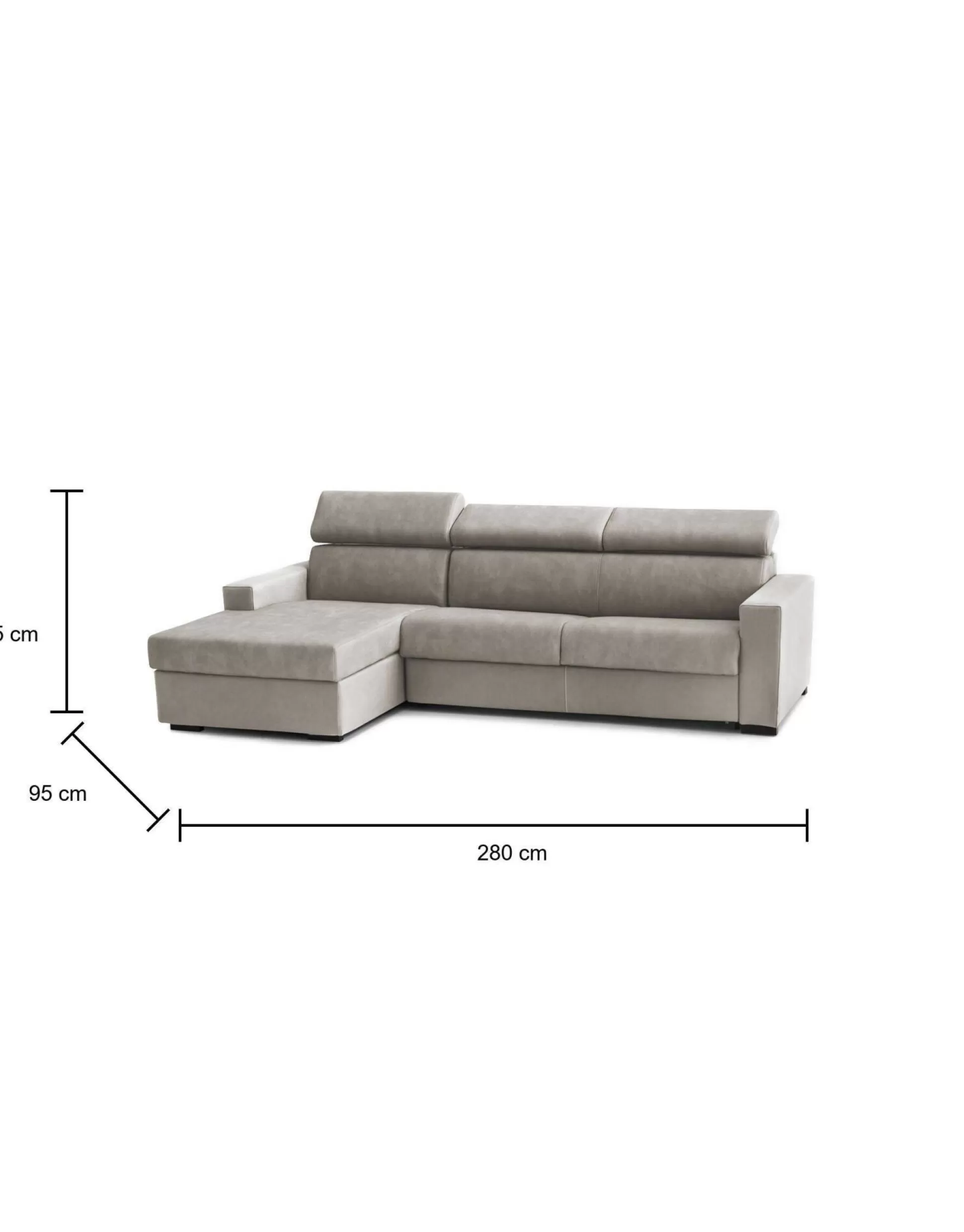 Dmora Divani Letto Con Penisola<Divano letto con penisola Alibabah, Cm 280x95h85,