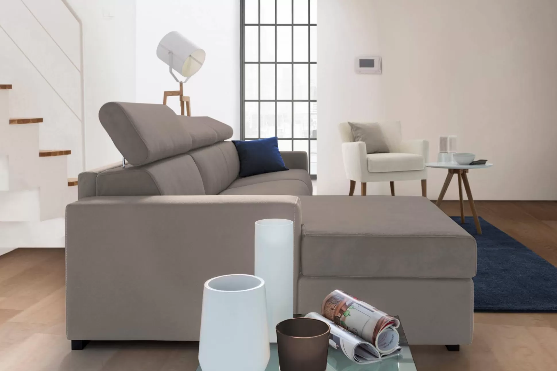 Dmora Divani Letto Con Penisola<Divano letto con penisola Alibabah, Cm 280x95h85,