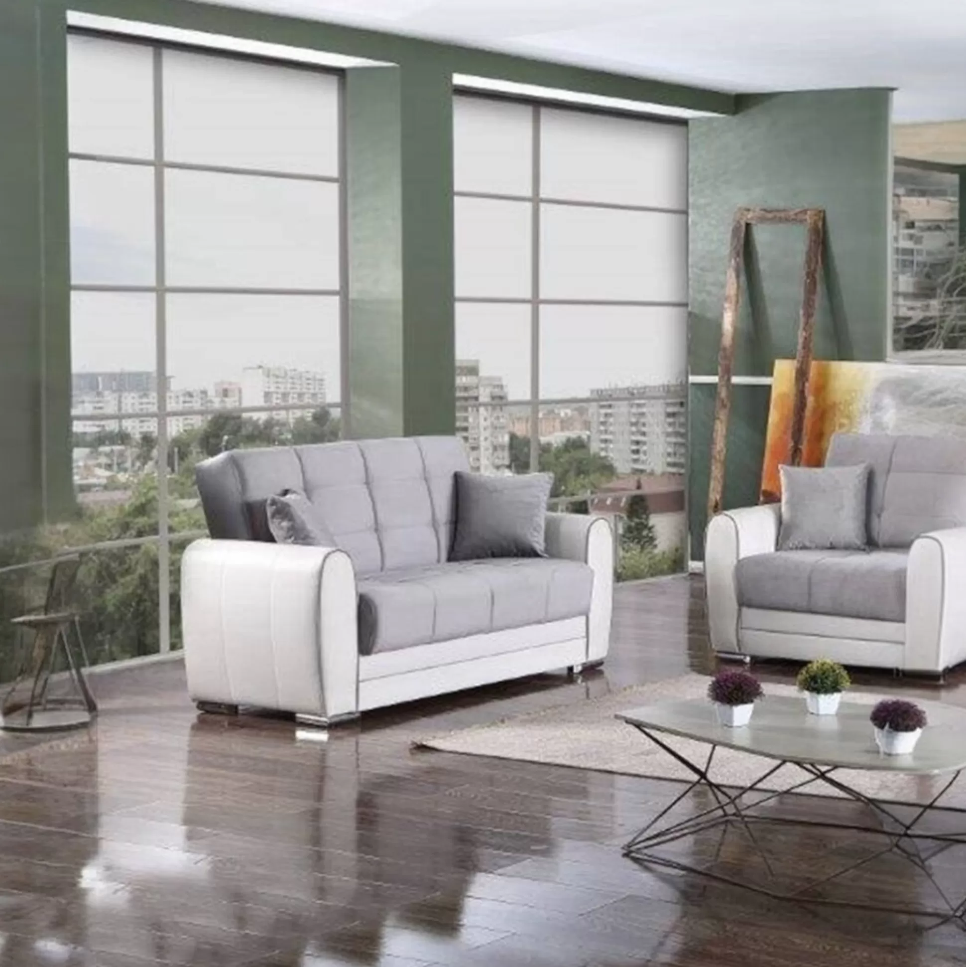 Dmora Divani Letto Con Penisola<Divano letto con penisola Aloe, 163x84h91 cm, Bianco e Grigio