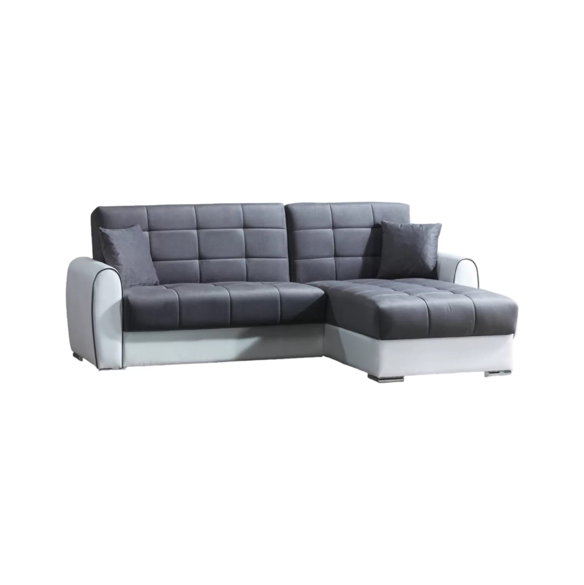 Dmora Divani Letto Con Penisola<Divano letto con penisola Argos, 246x160h91 cm, Bianco e Grigio