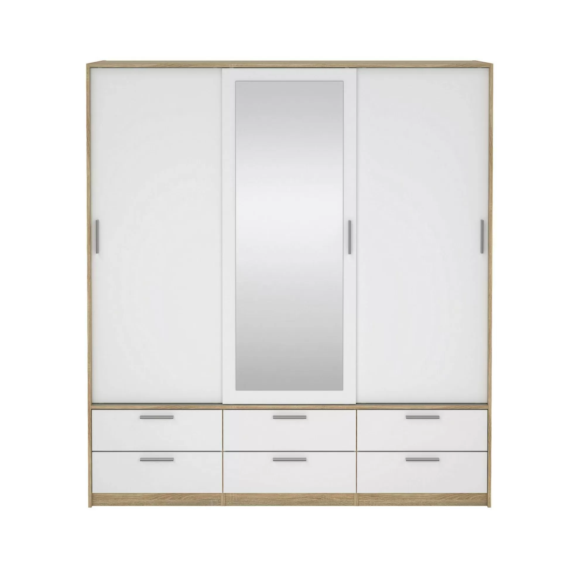 Dmora Guardaroba 3 Ante<Guardaroba 3 ante Anabelle, Mobile camera da letto, Cabina armadio portabiti, Armadio appendiabiti, 181x60 h200 cm, Quercia e Bianco