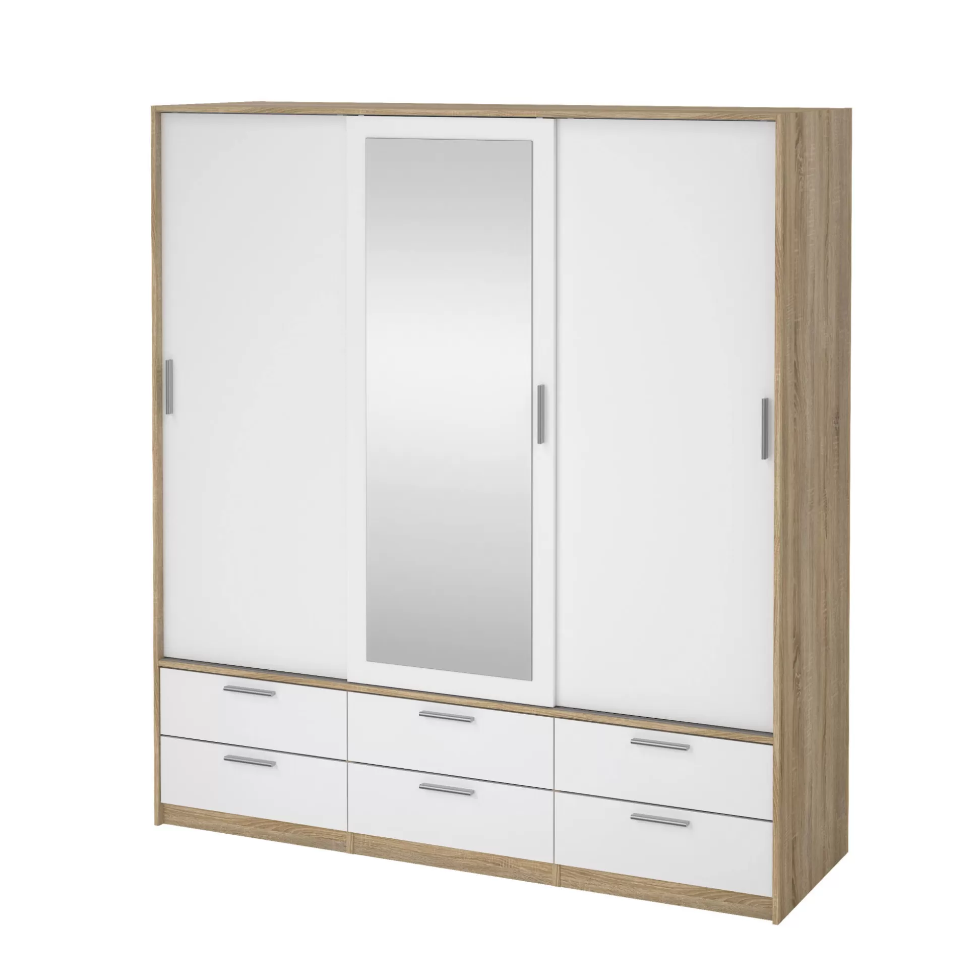 Dmora Guardaroba 3 Ante<Guardaroba 3 ante Anabelle, Mobile camera da letto, Cabina armadio portabiti, Armadio appendiabiti, 181x60 h200 cm, Quercia e Bianco