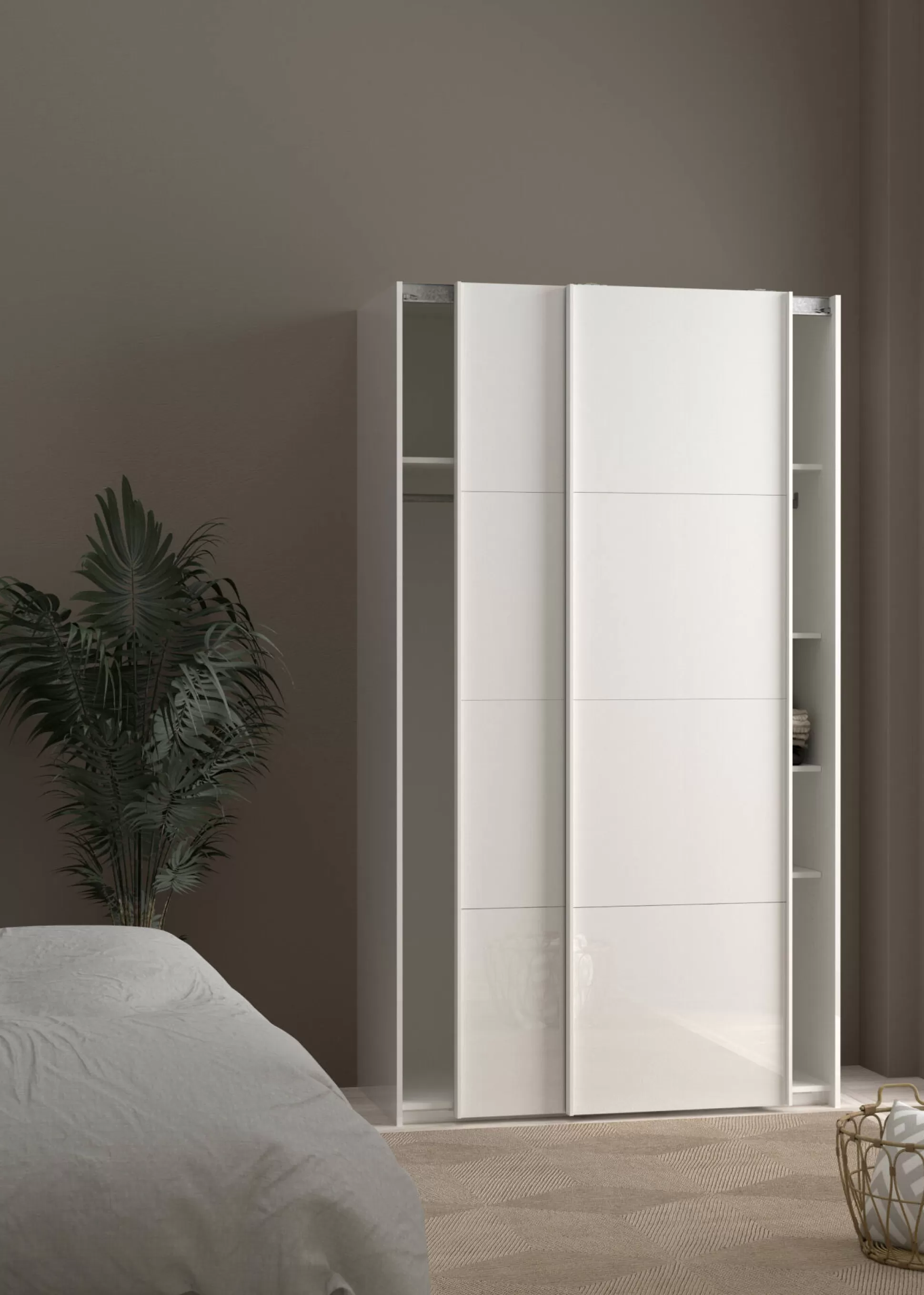 Dmora Guardaroba 2 Ante<Guardaroba 2 ante Fabre, Mobile camera da letto, Cabina armadio portabiti, Armadio appendiabiti, 62x122 h220 cm, Bianco