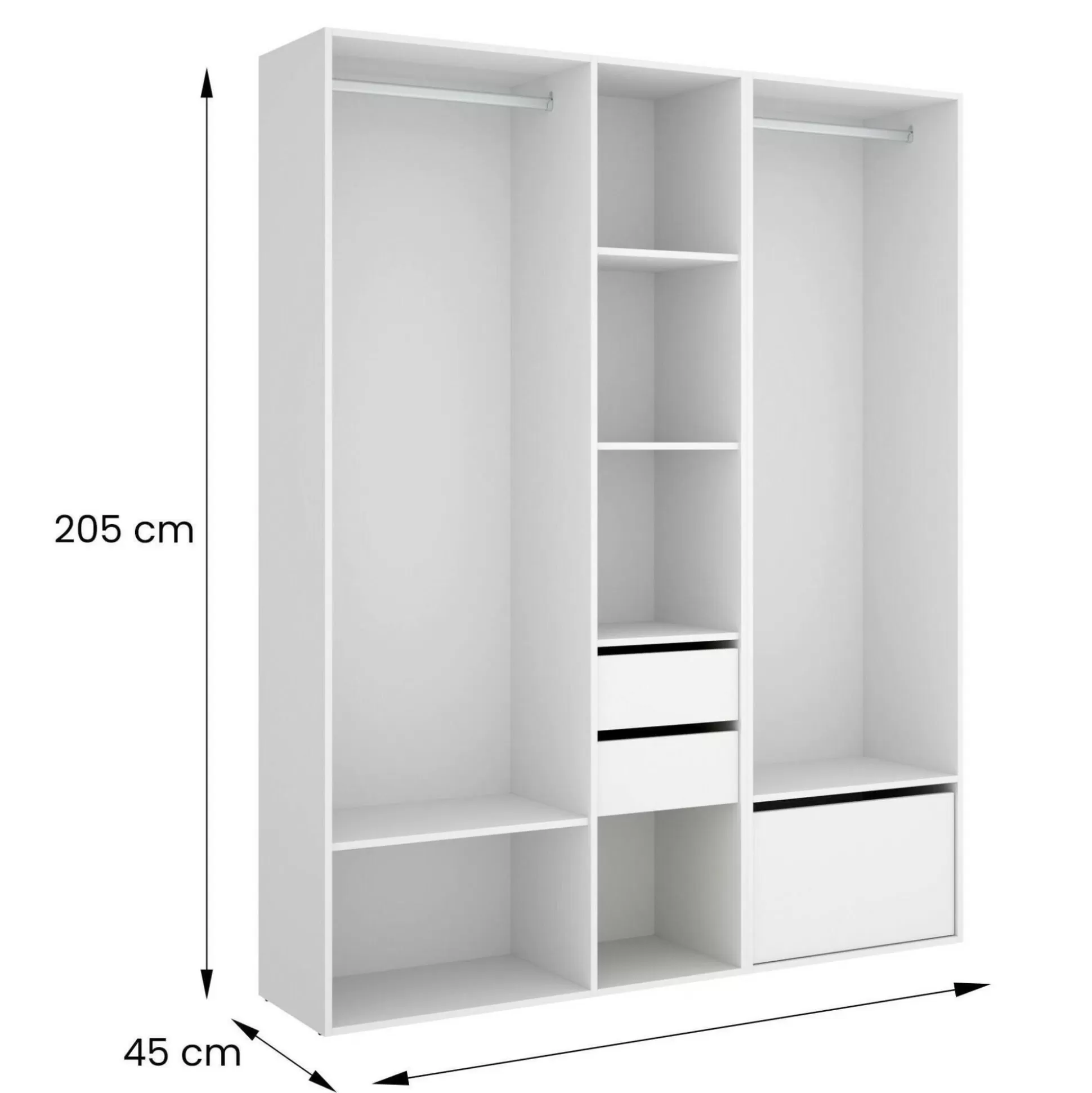Dmora Altri Guardaroba<Guardaroba grande Dhorsche, 158x45 h205 cm, Bianco e Rovere