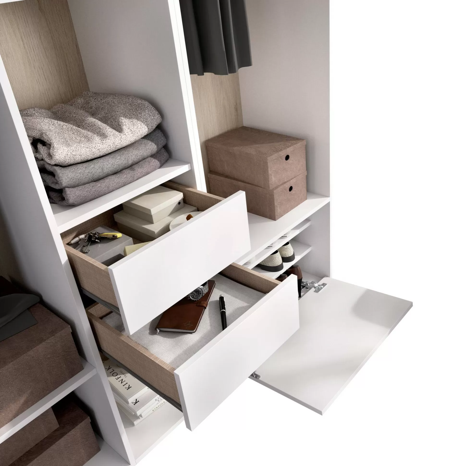 Dmora Altri Guardaroba<Guardaroba grande Dhorsche, 158x45 h205 cm, Bianco e Rovere