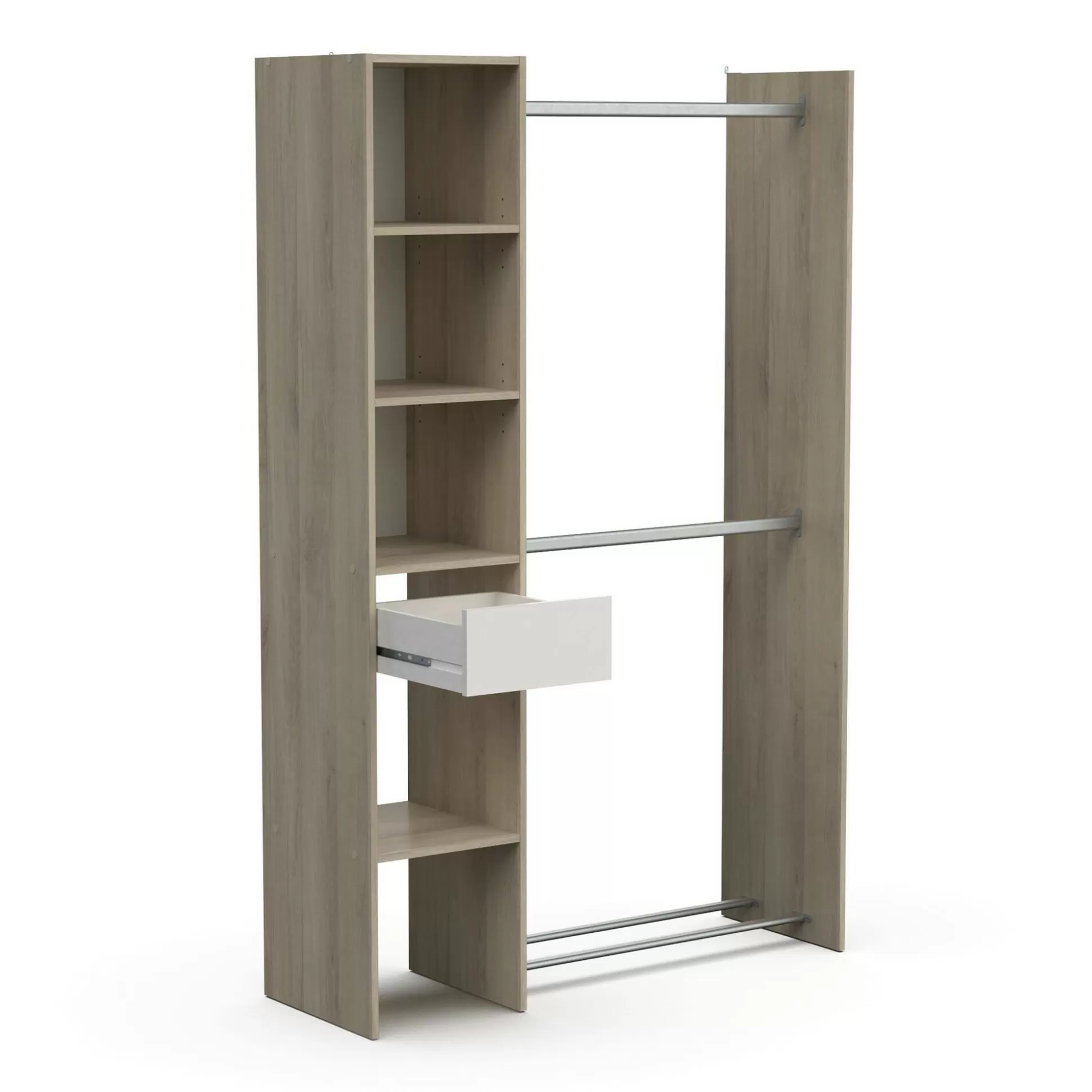 Dmora Altri Guardaroba<Guardaroba grande Floriana, 118x40 h183 cm, Rovere e Bianco opaco
