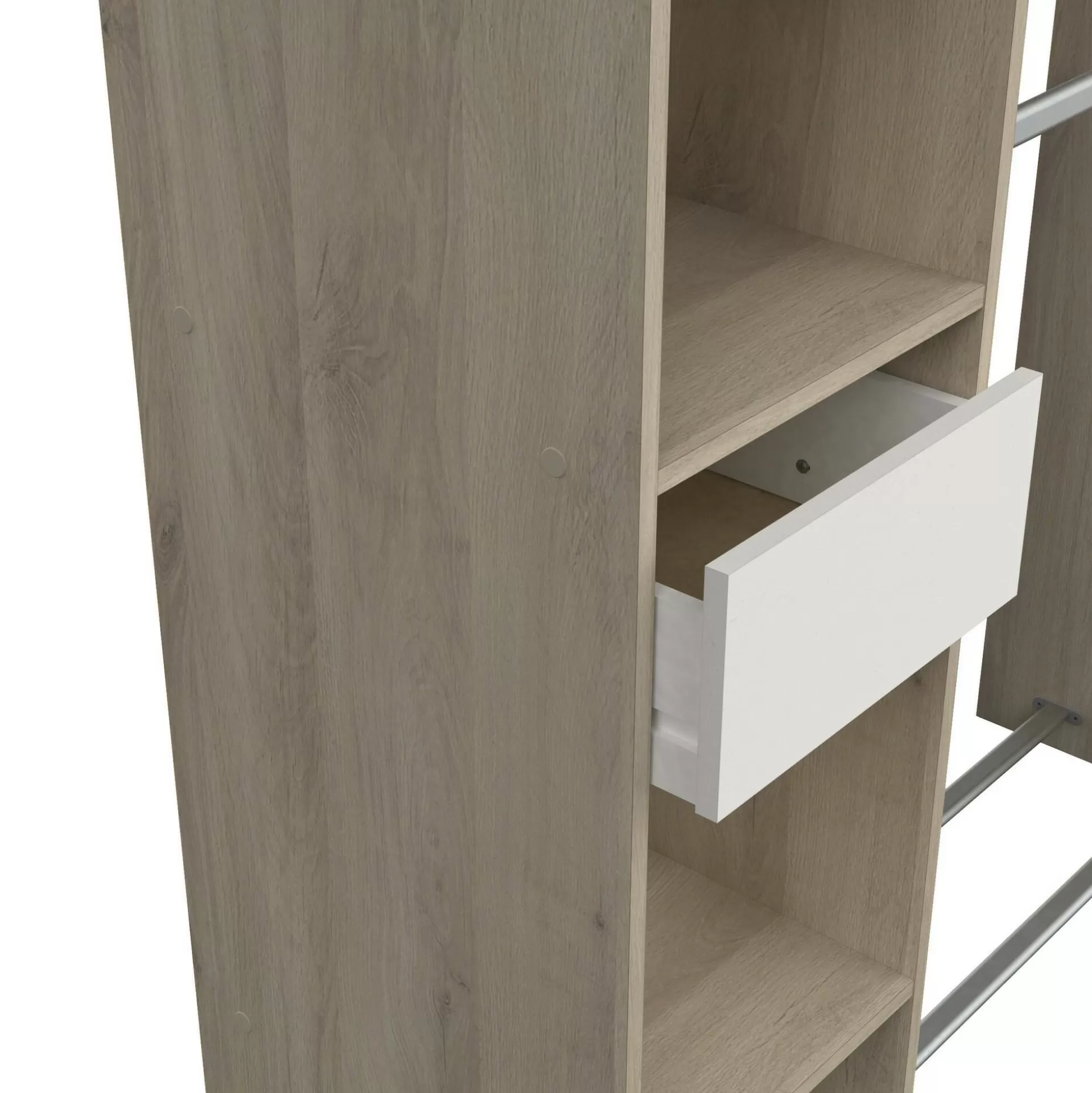 Dmora Altri Guardaroba<Guardaroba grande Floriana, 118x40 h183 cm, Rovere e Bianco opaco
