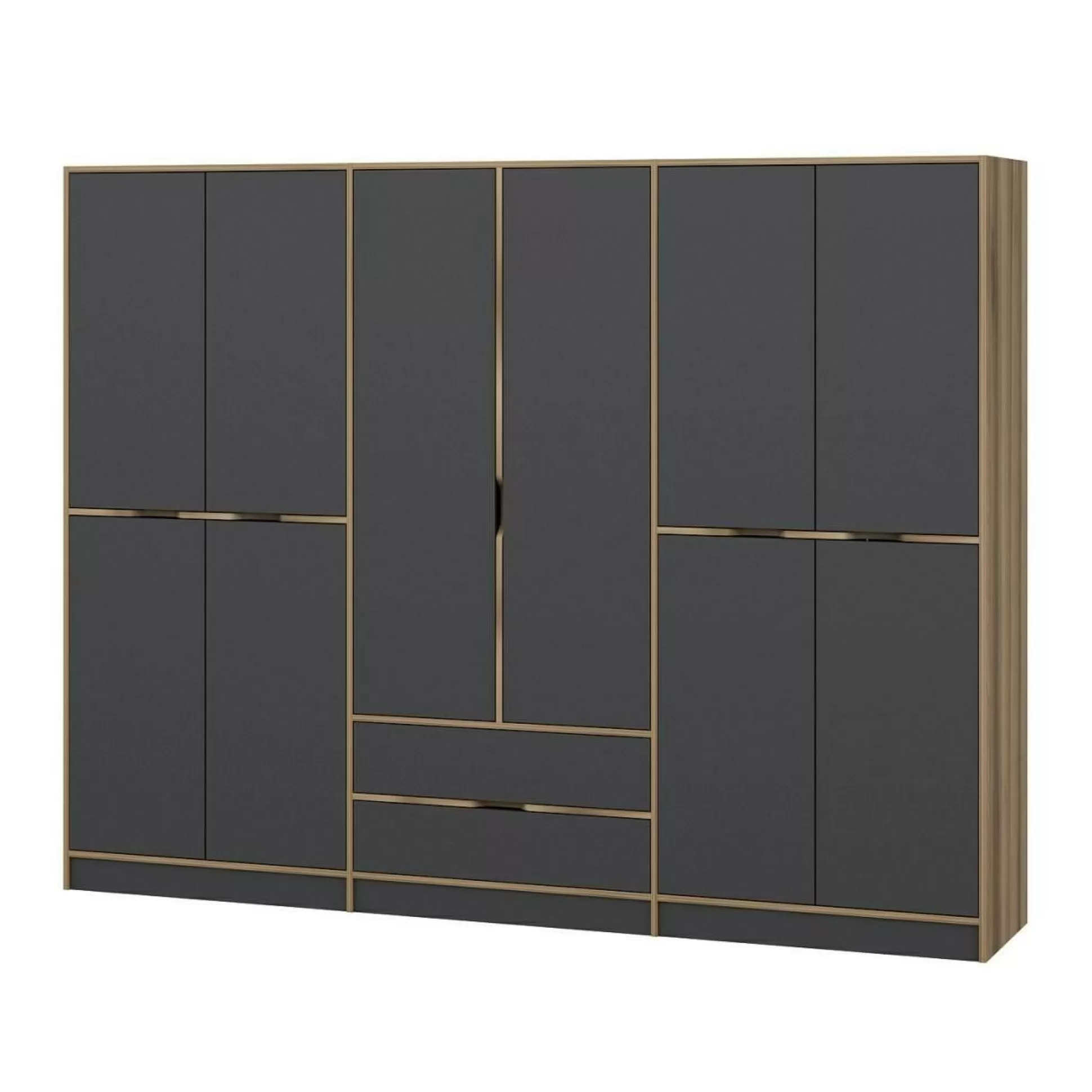 Dmora Altri Guardaroba<Guardaroba grande Gaspard, 277x52 h208 cm, Nero e Oro