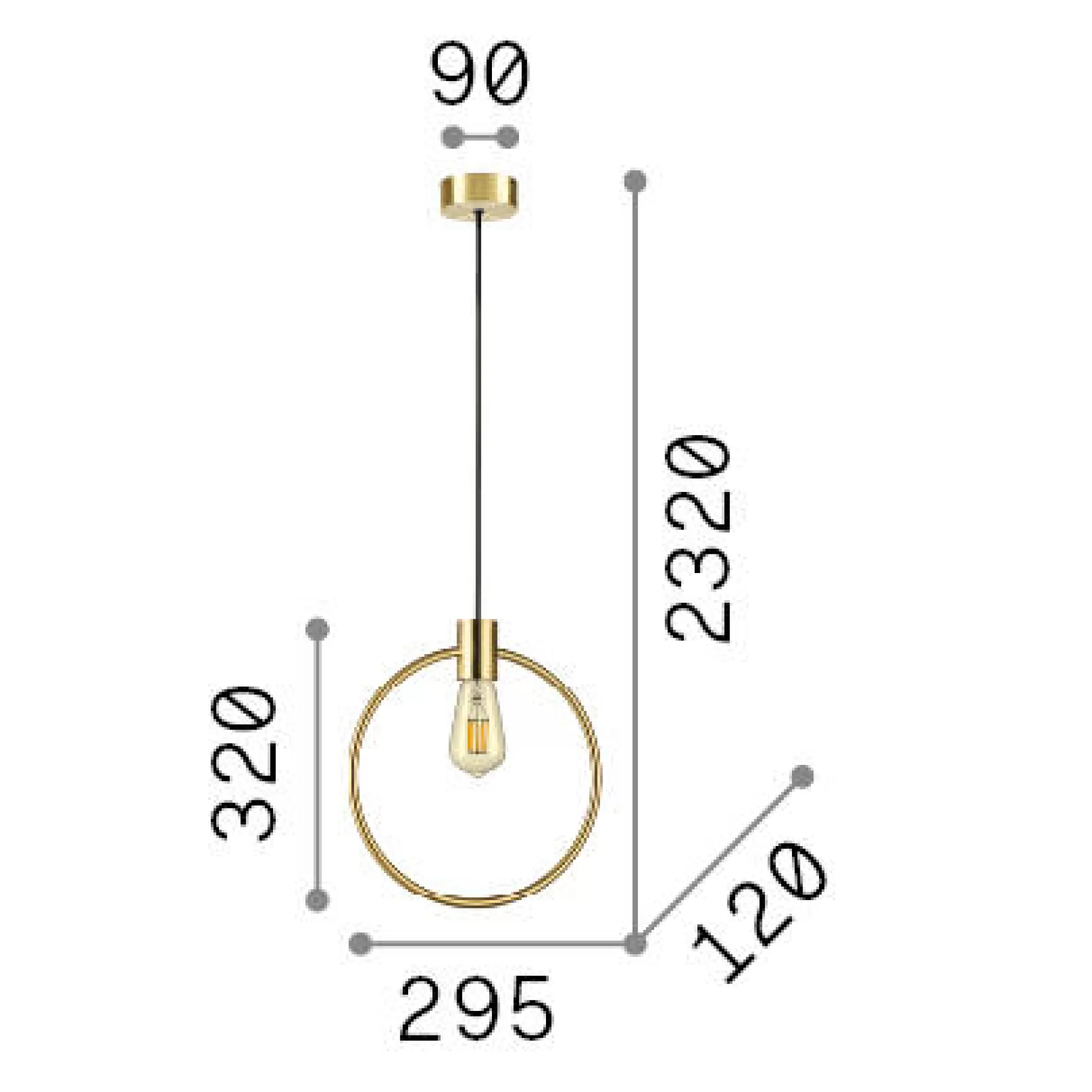 Dmora Lampade A Sospensione<Ideal-Lux - Lampada a sospensione ABC SP1 ROUND, 30 x 12 x h57 cm,