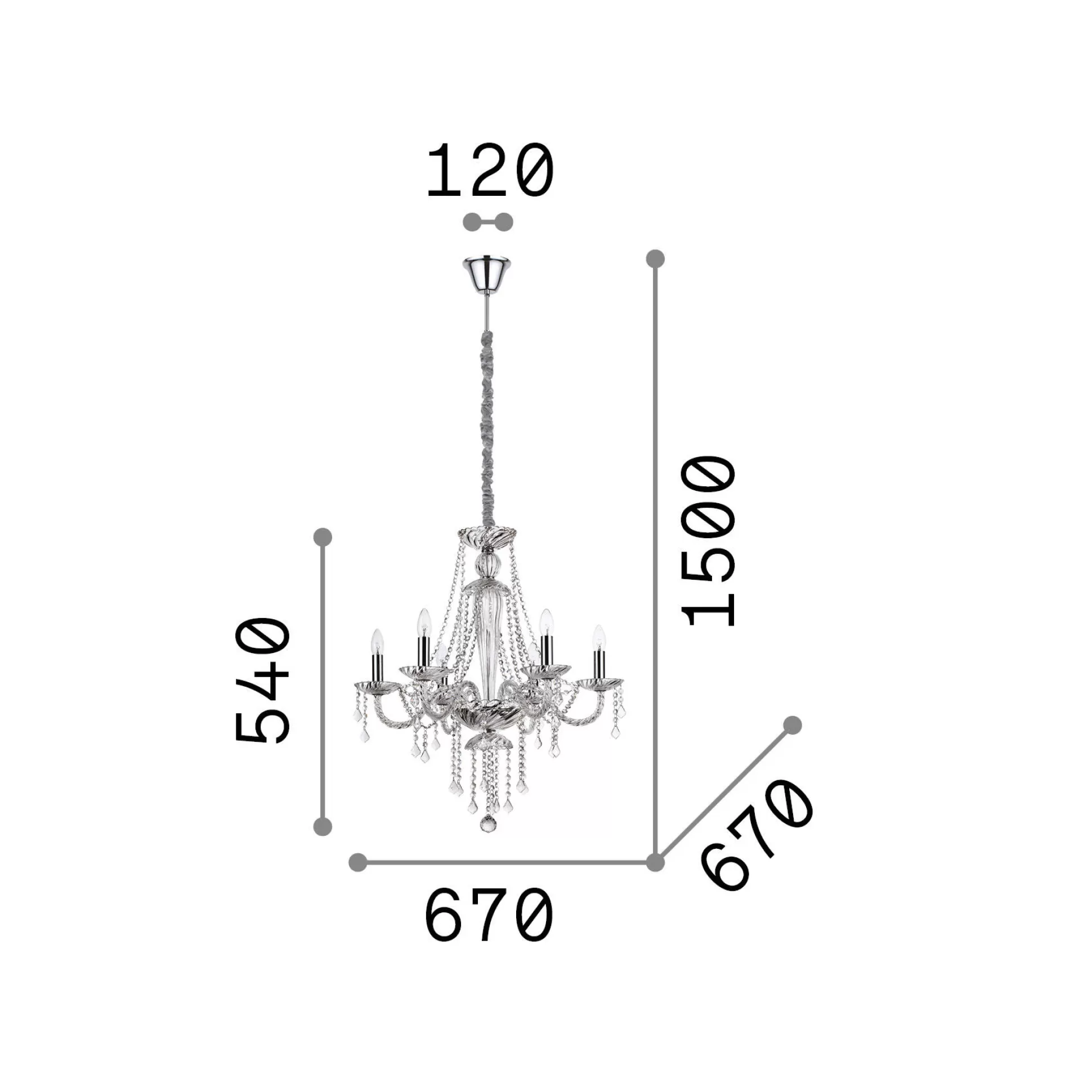 Dmora Lampade A Sospensione<Ideal-Lux - Lampada a sospensione AMADEUS SP6, 67 x 67 x h79 cm,