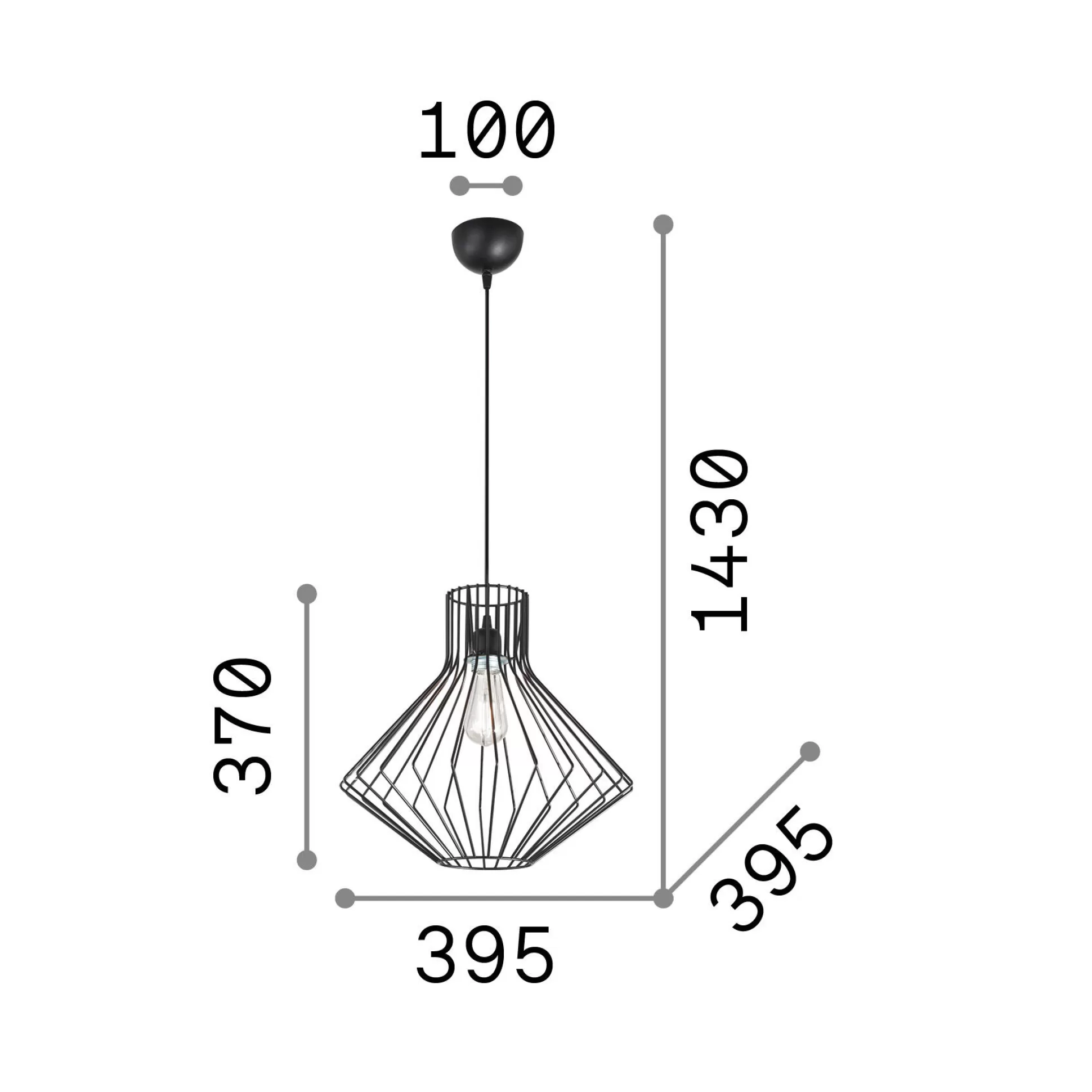 Dmora Lampade A Sospensione<Ideal-Lux - Lampada a sospensione AMPOLLA-4 SP1 , Made in Italy, 40 x 40 x h62 cm,