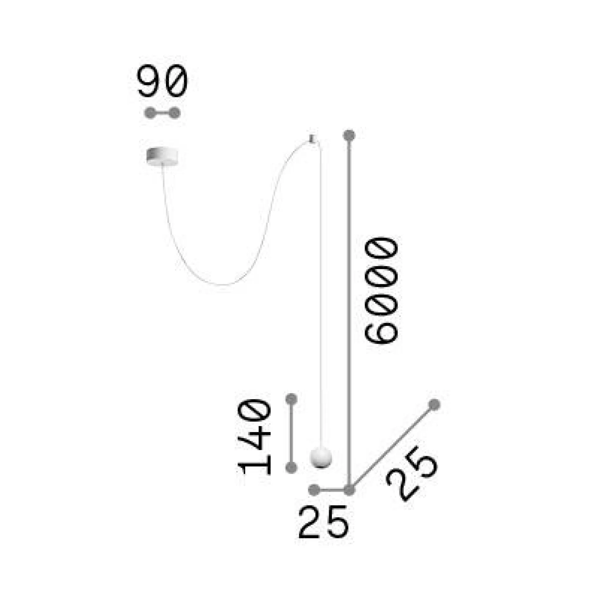 Dmora Lampade A Sospensione<Ideal-Lux - Lampada a sospensione ARCHIMEDE SP SFERA , 9 x 9 x h38 cm,