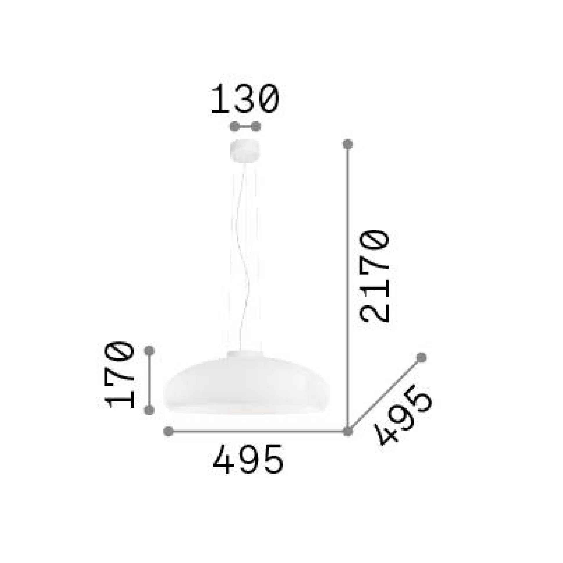 Dmora Lampade A Sospensione<Ideal-Lux - Lampada a sospensione ARIA SP1, 50 x 50 x h42 cm,