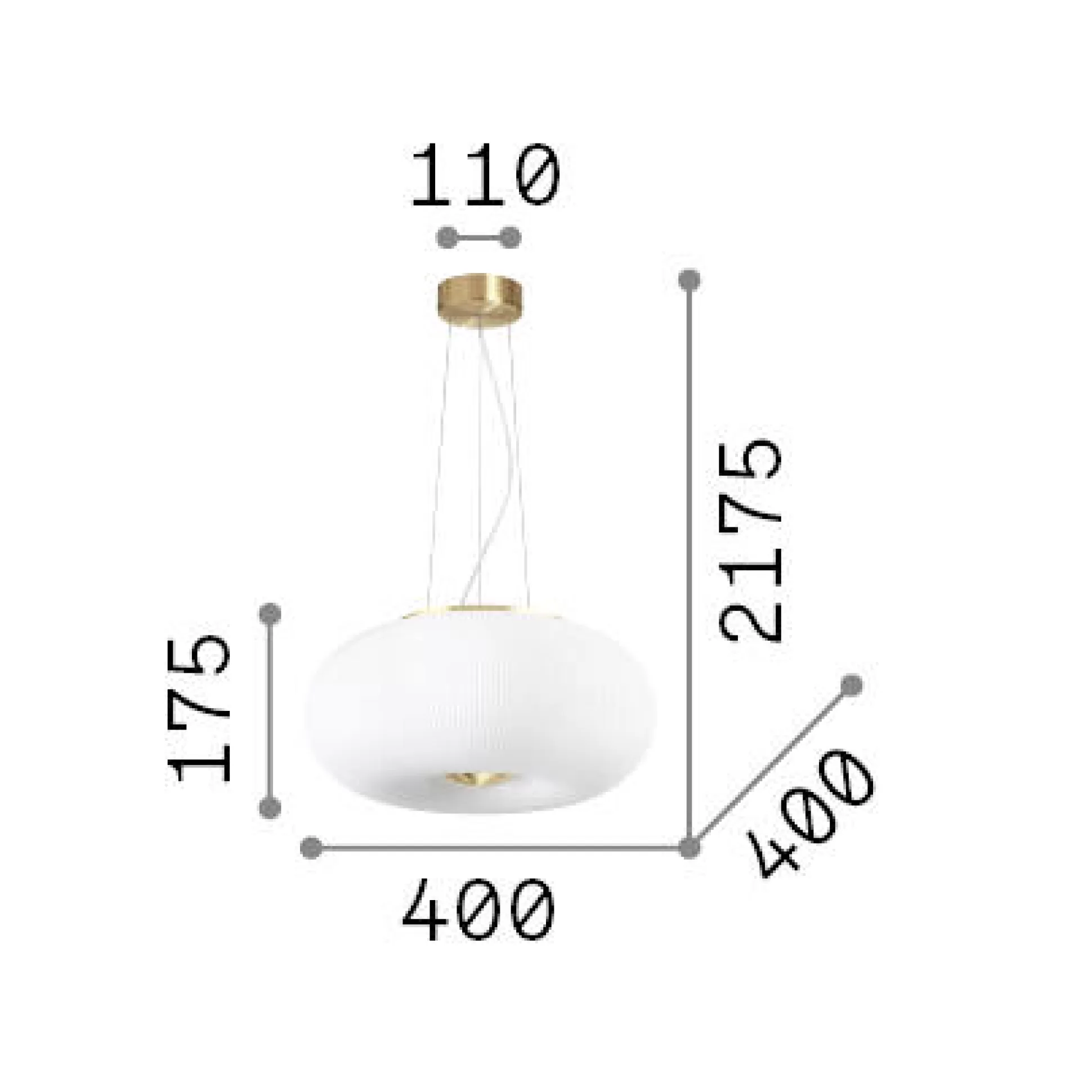 Dmora Lampade A Sospensione<Ideal-Lux - Lampada a sospensione ARIZONA SP3, 40 x 40 x h43 cm,