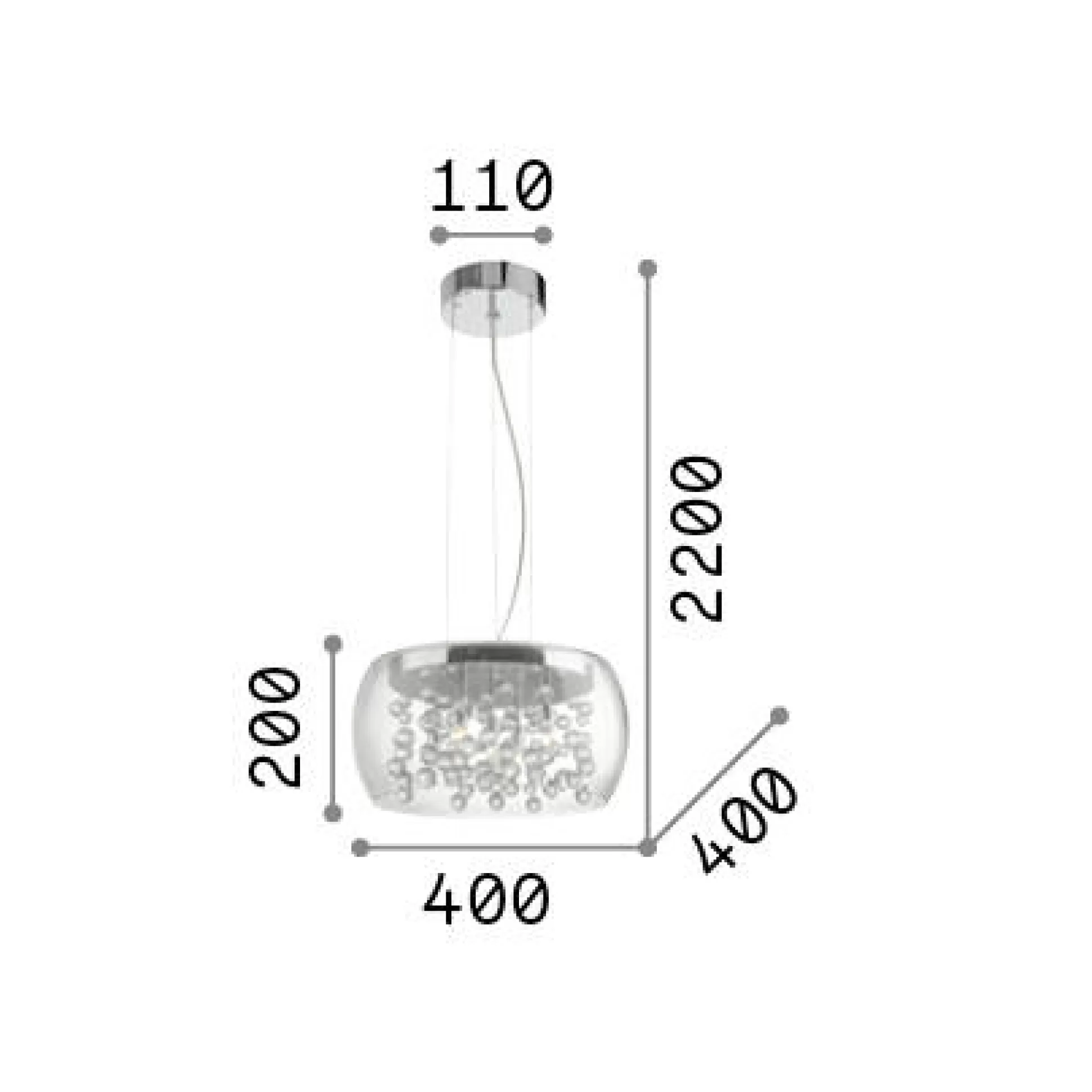 Dmora Lampade A Sospensione<Ideal-Lux - Lampada a sospensione AUDI-80 SP5 , 40 x 40 x h45 cm,