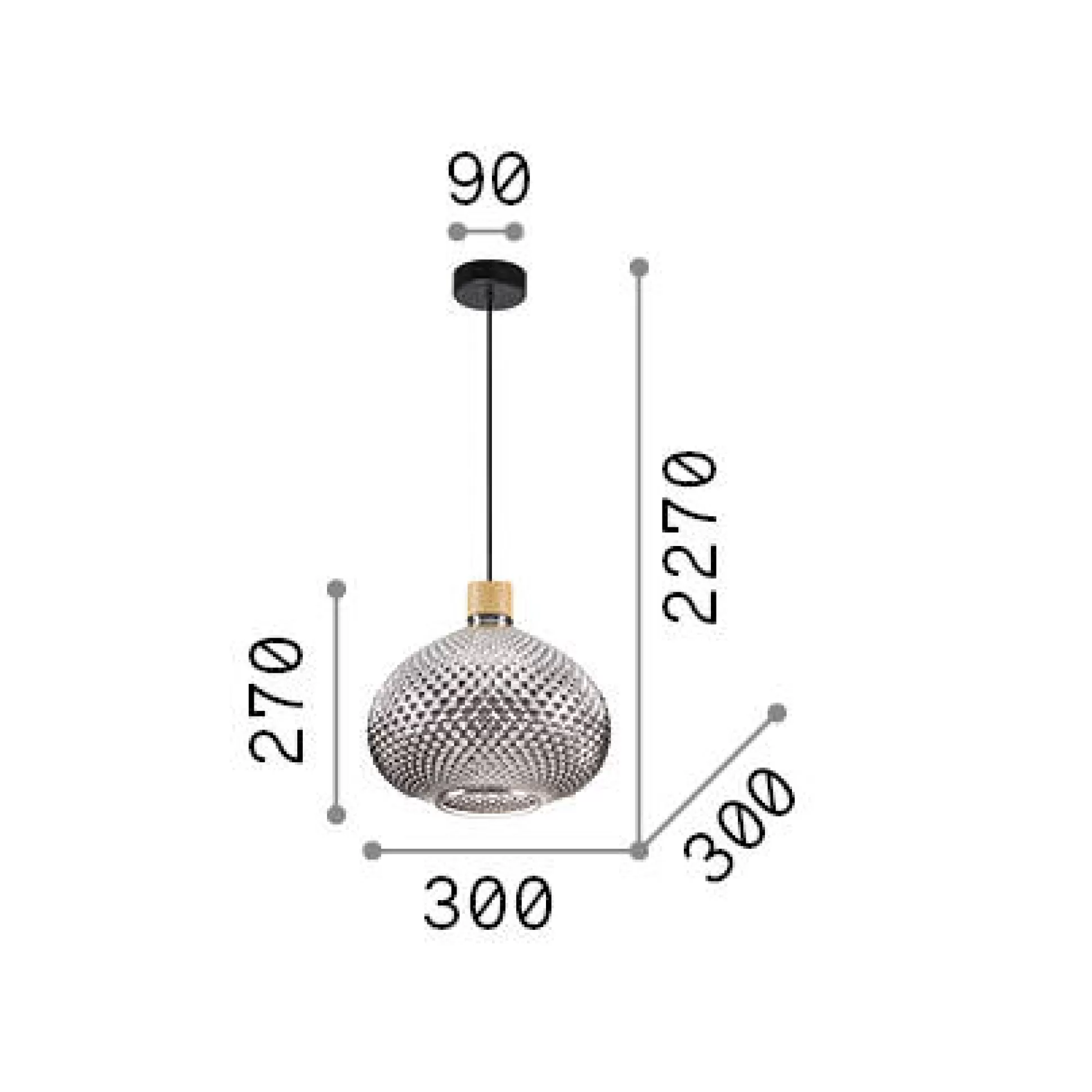 Dmora Lampade A Sospensione<Ideal-Lux - Lampada a sospensione BERGEN-3 SP1, 30 x 30 x h52 cm,